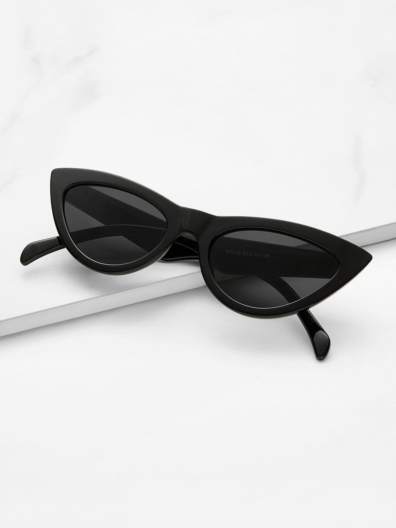 Black Cat Eye Flat Lens Sunglasses