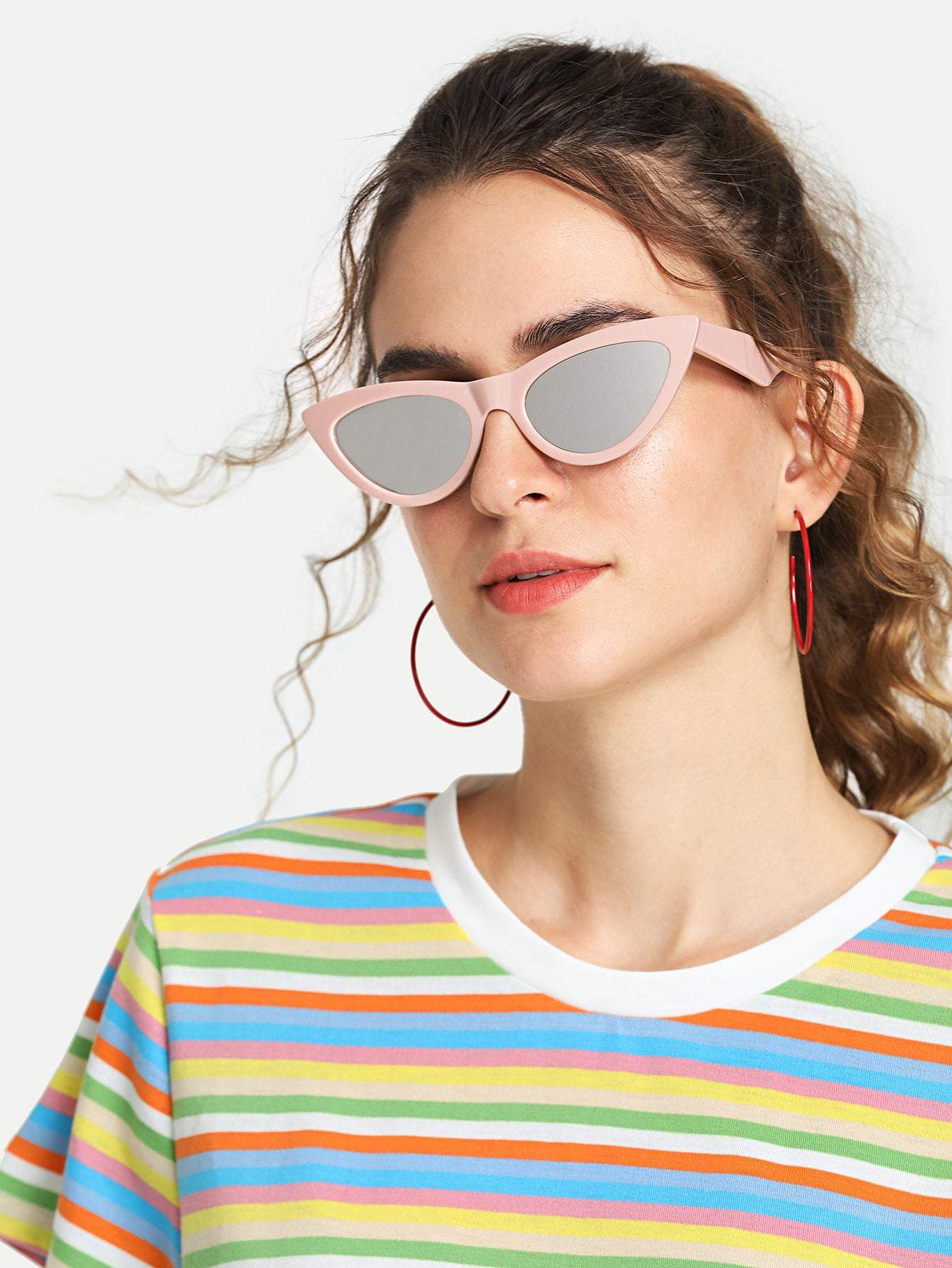 Black Cat Eye Flat Lens Sunglasses