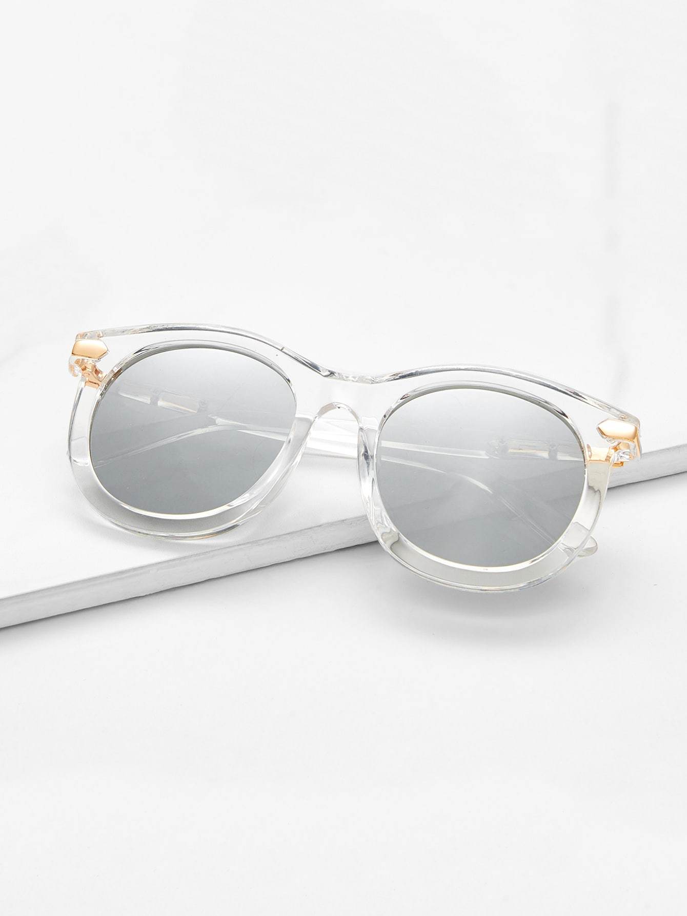 Clear Frame Mirror Lens Sunglasses