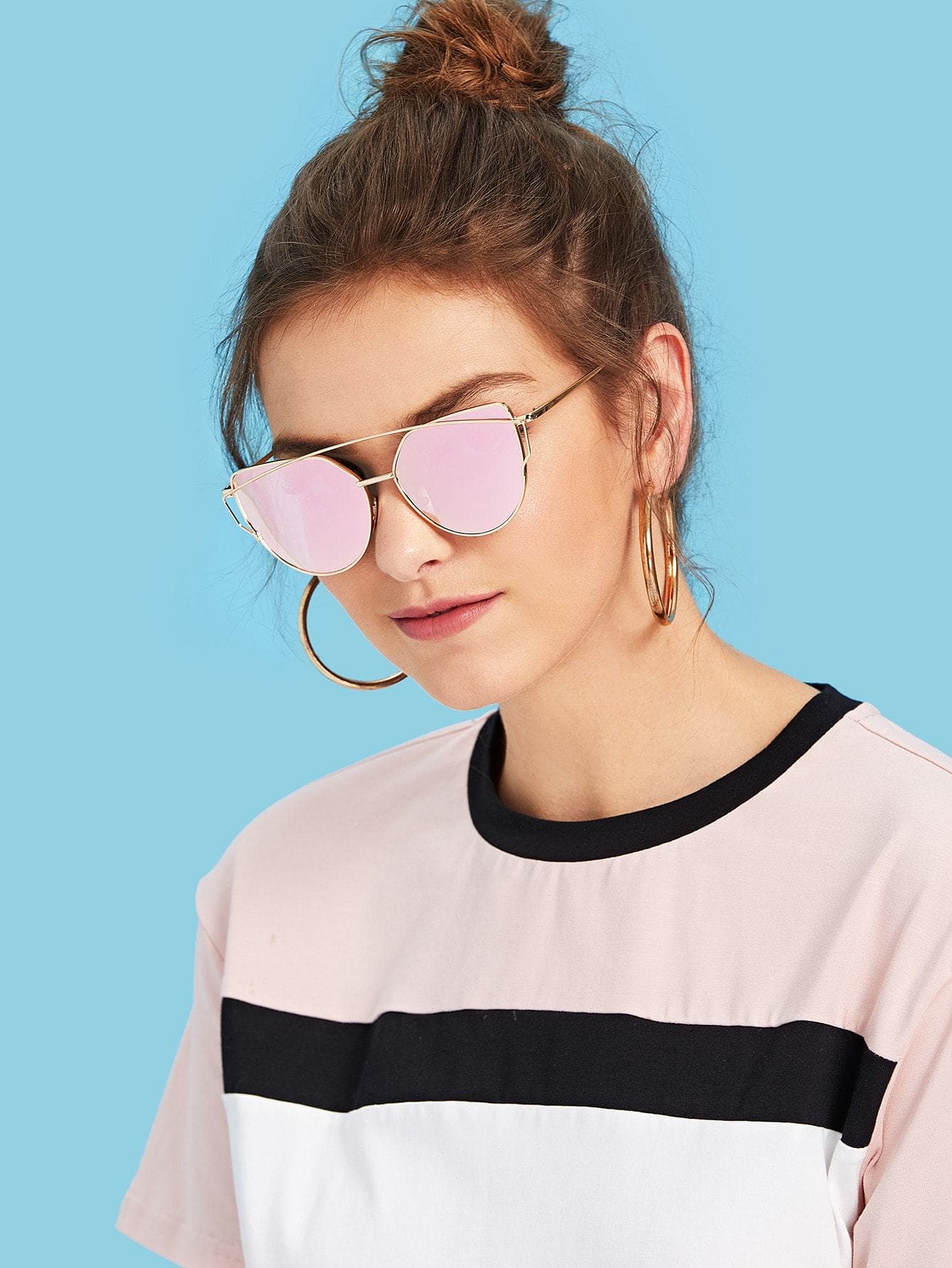 Metal Frame Cat Eye Gold Sunglasses