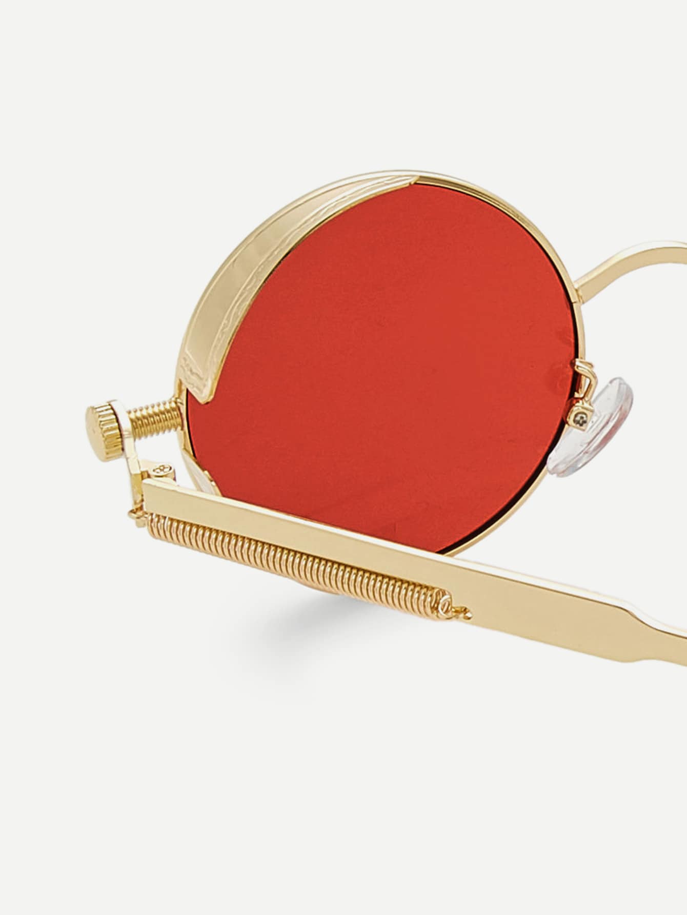Red Metal Frame Round Lens Sunglasses