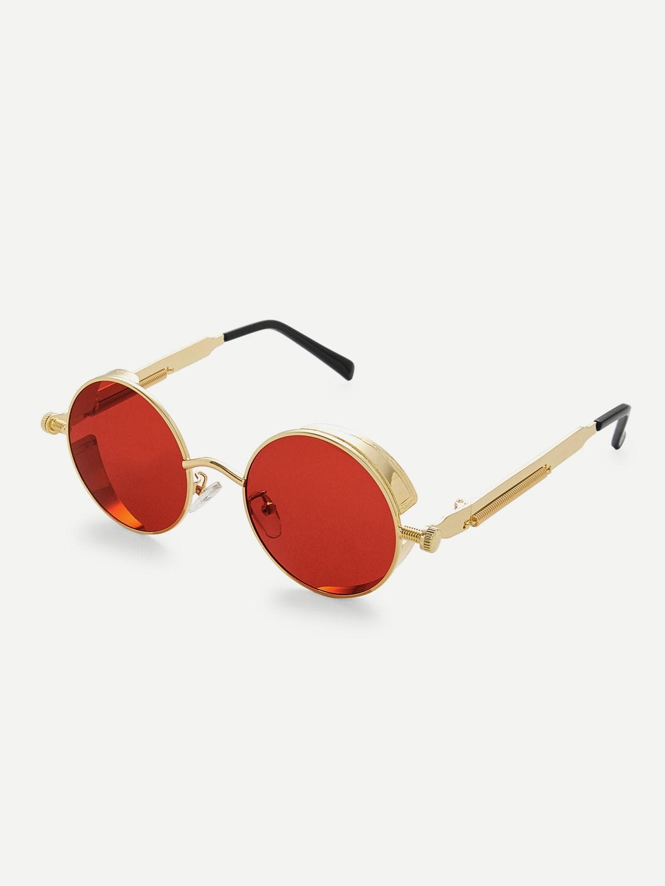 Red Metal Frame Round Lens Sunglasses