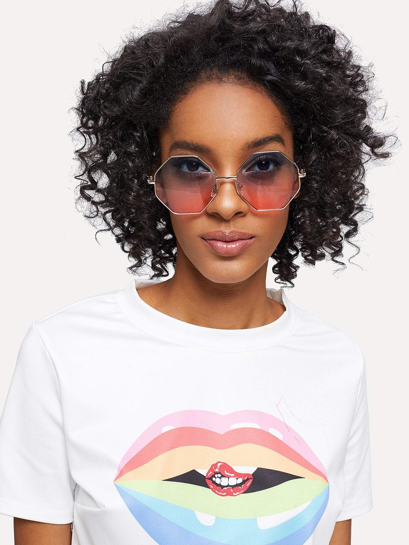 Metal Frame Polygon Sunglasses