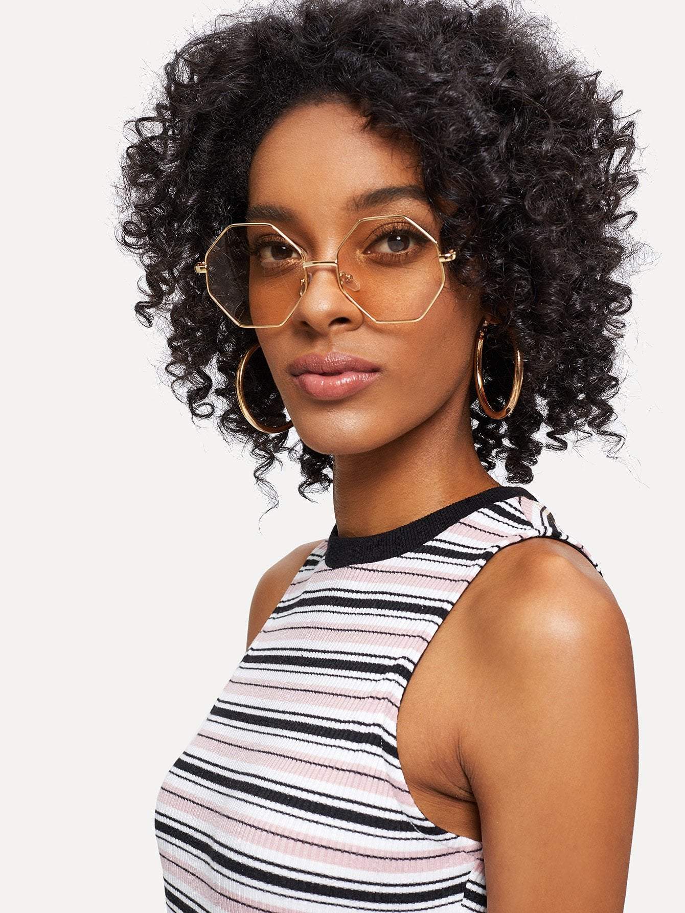 Metal Frame Polygon Sunglasses