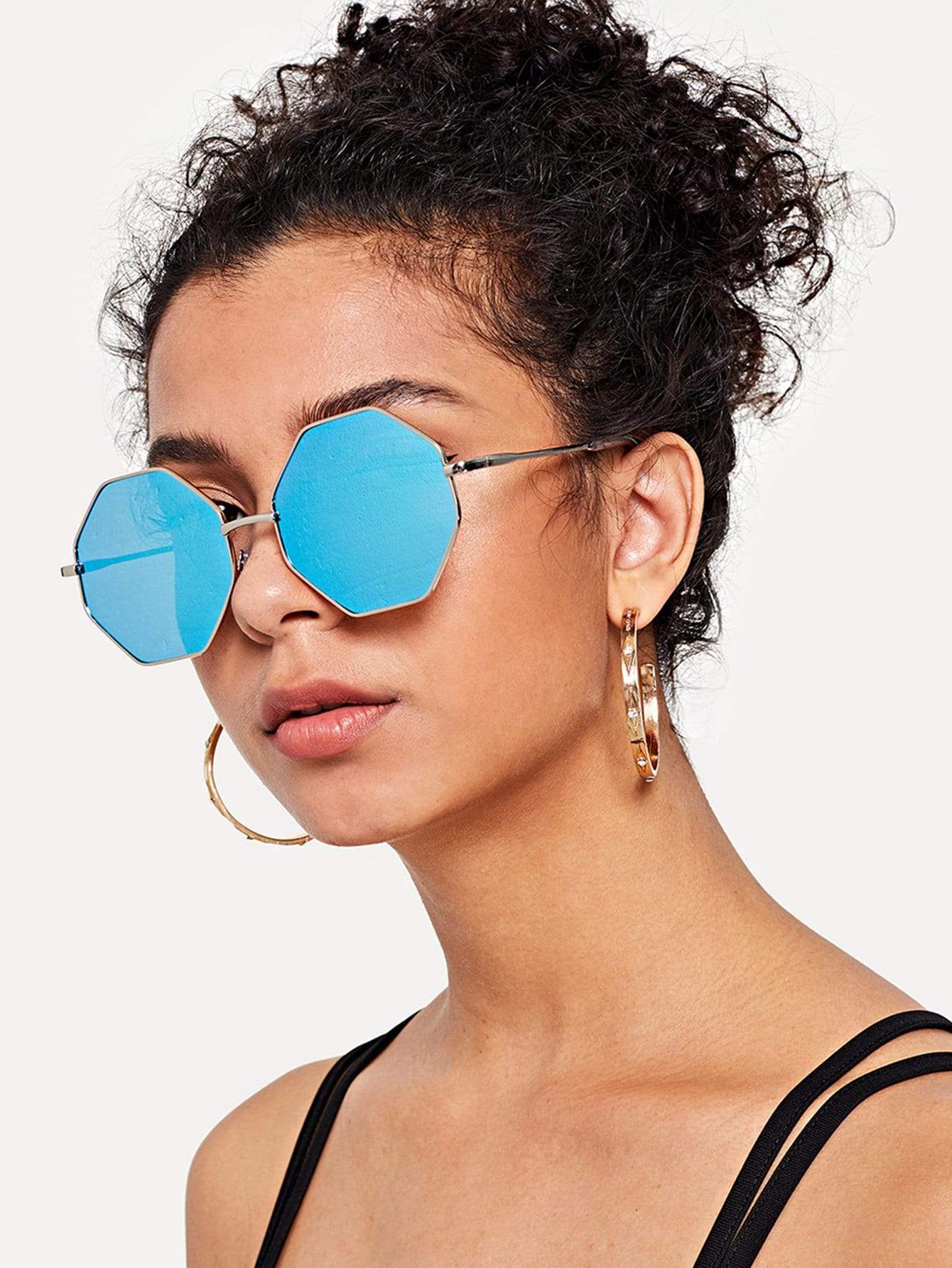 Metal Frame Polygon Sunglasses