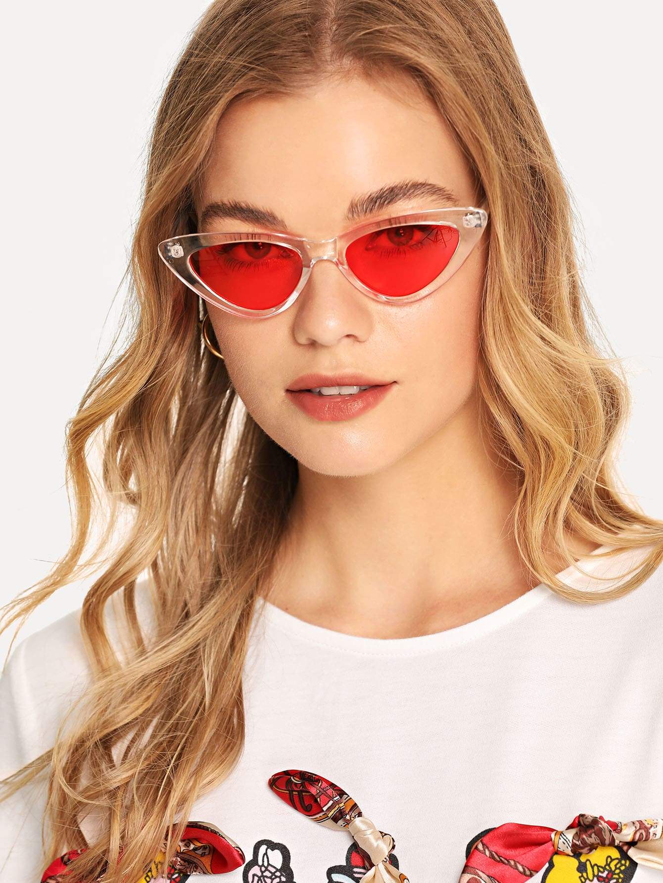 Yellow Cat Eye Flat Lens Sunglasses