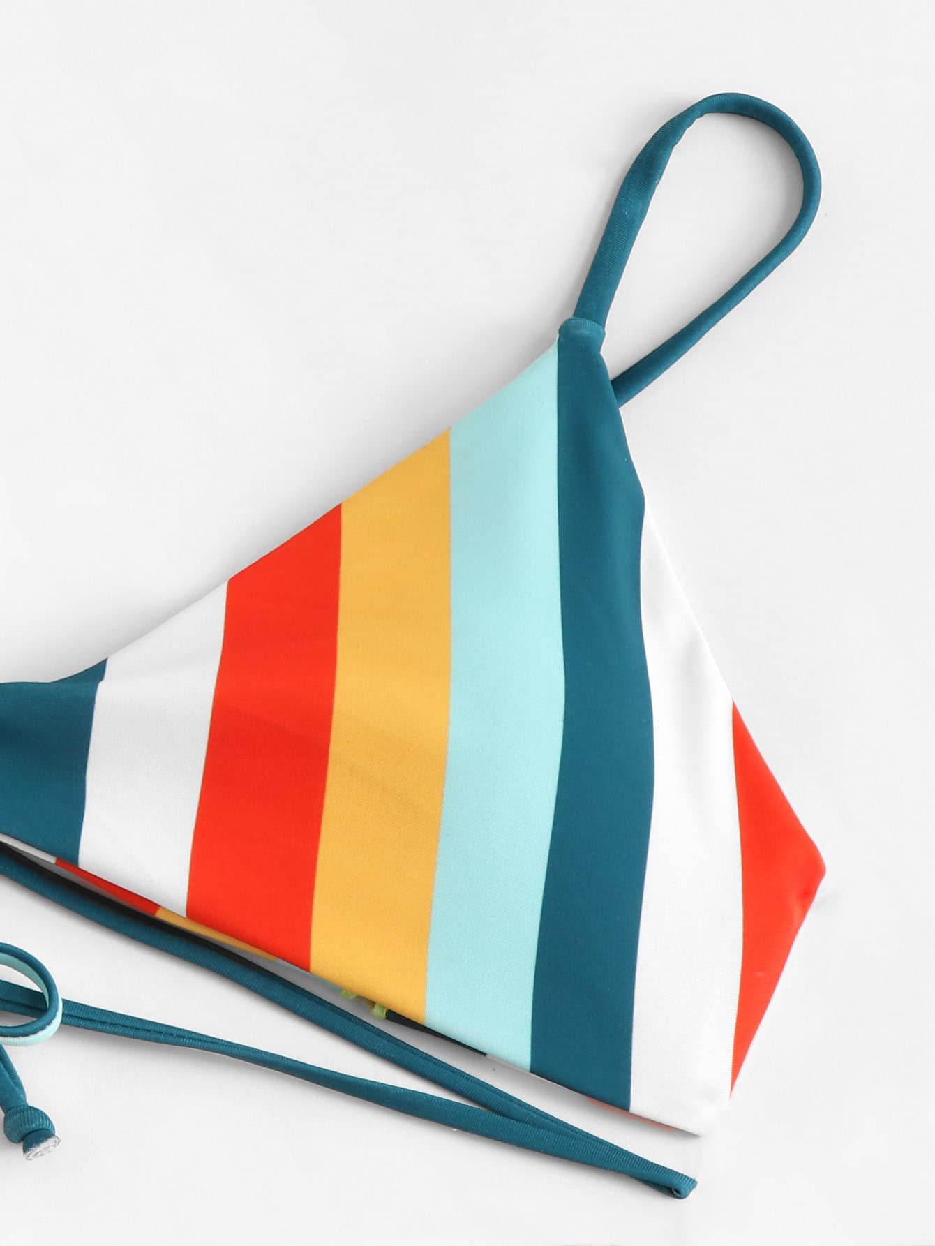 Spaghetti Strap Striped Print Top With Criss Cross Bikini Swimwear