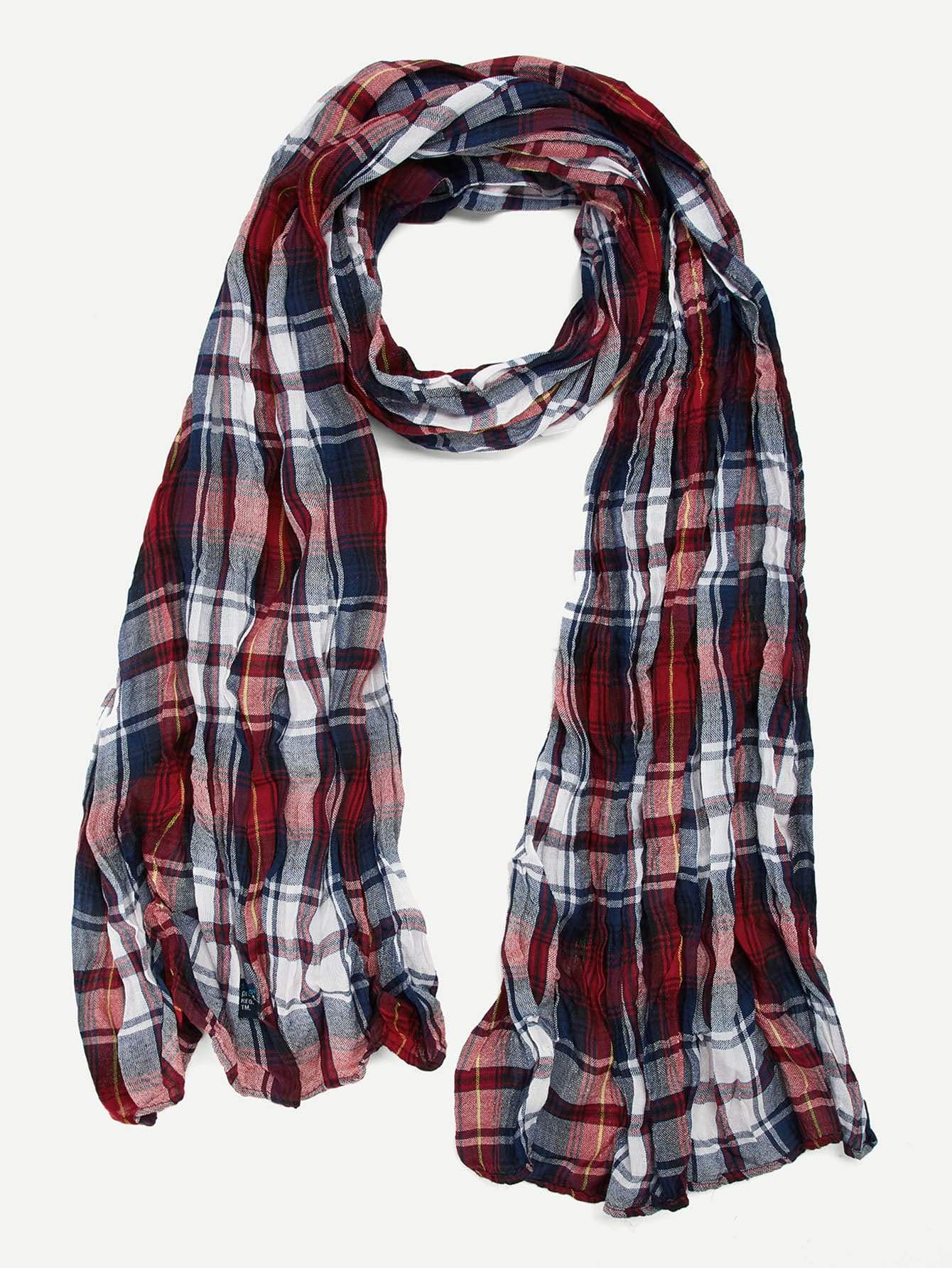 Polyester Plaid Print Scarf