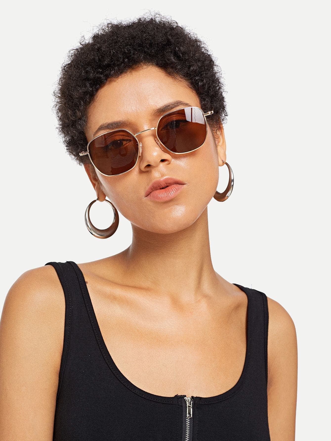 Metal Frame Tinted Lens Sunglasses
