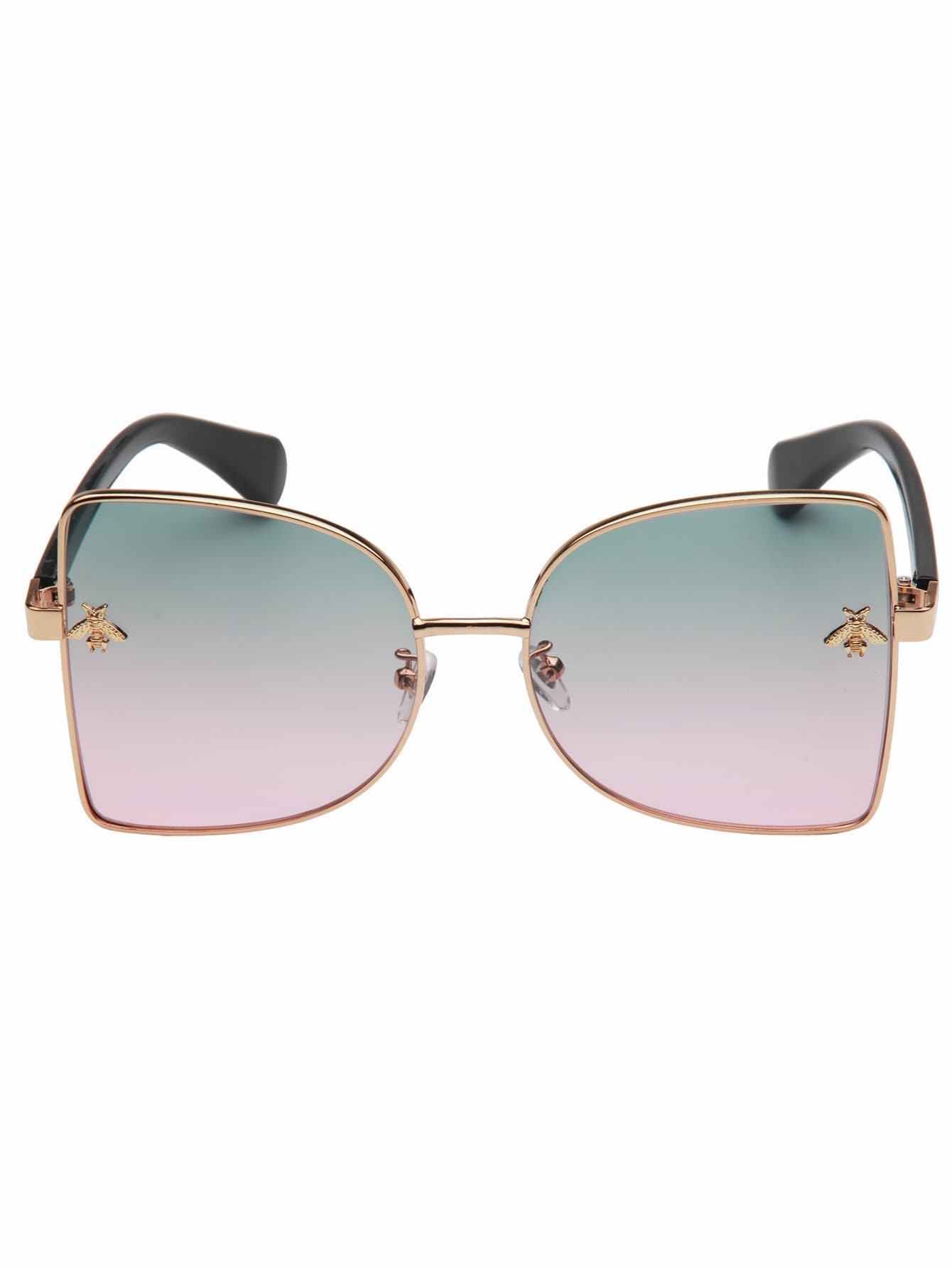 Multicolor Ombre Lens Metal Frame Sunglasses