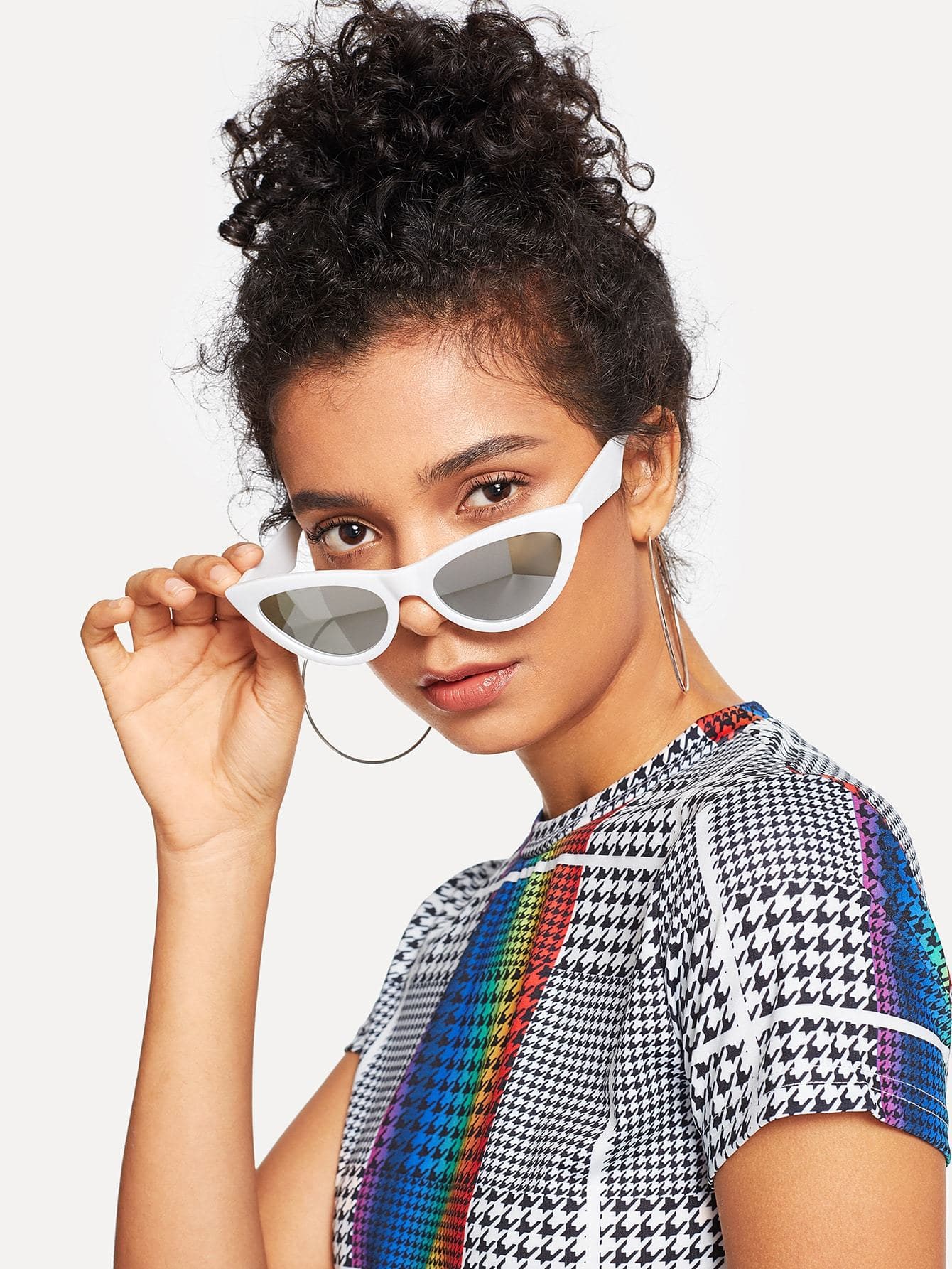 Black Cat Eye Flat Lens Sunglasses
