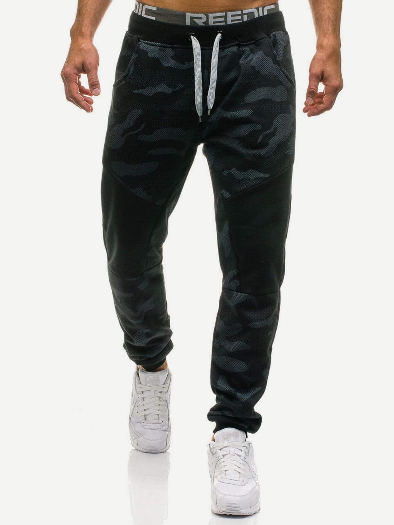 Tapered Long Camo Drawstring Joggers Sweatpants
