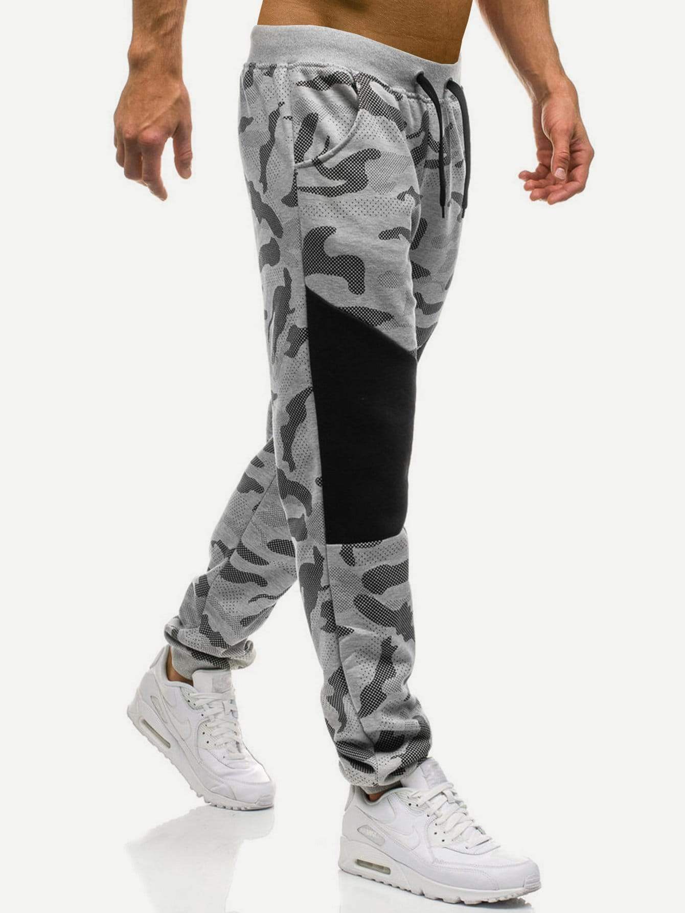 Tapered Long Camo Drawstring Joggers Sweatpants