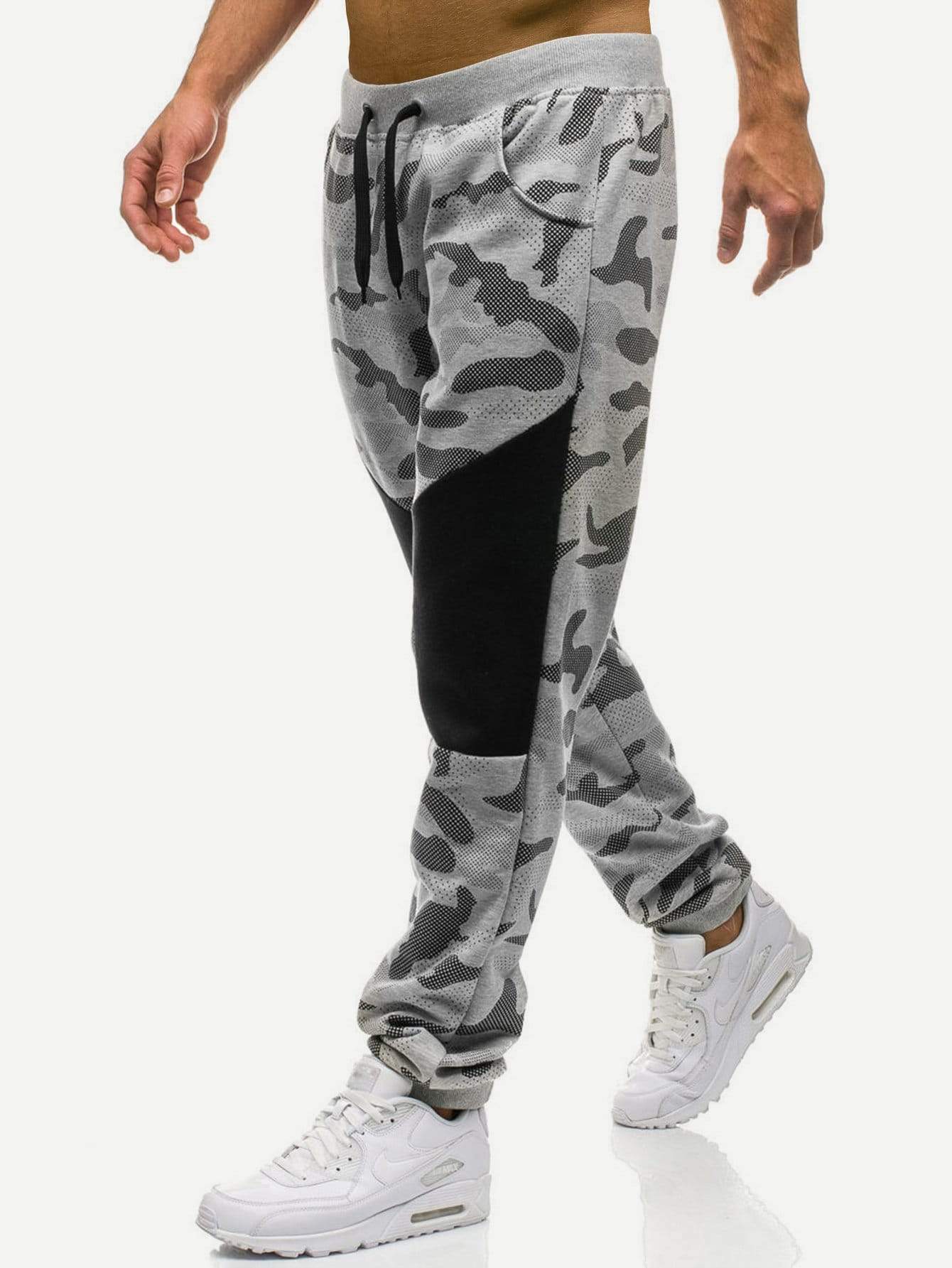 Tapered Long Camo Drawstring Joggers Sweatpants