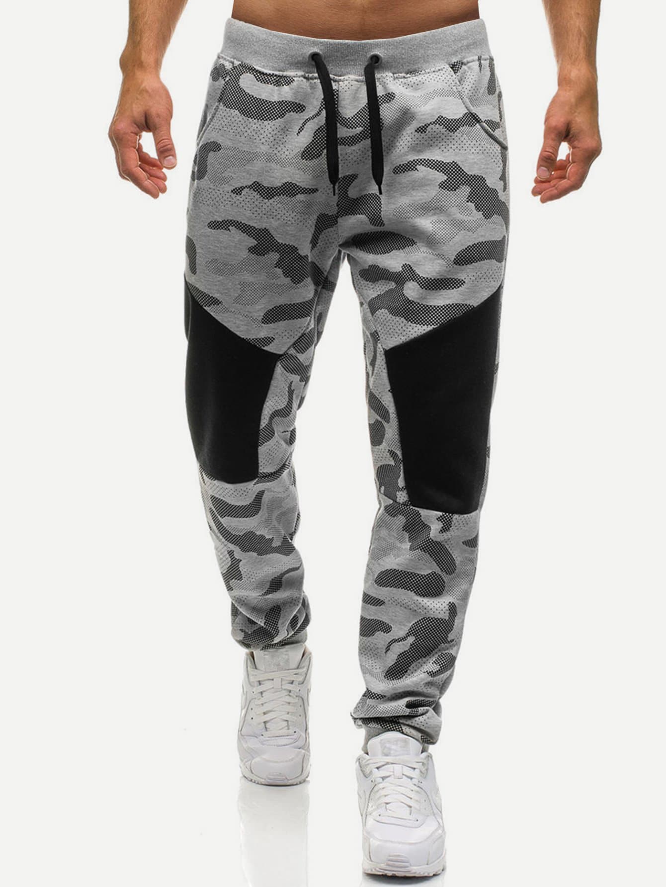 Tapered Long Camo Drawstring Joggers Sweatpants