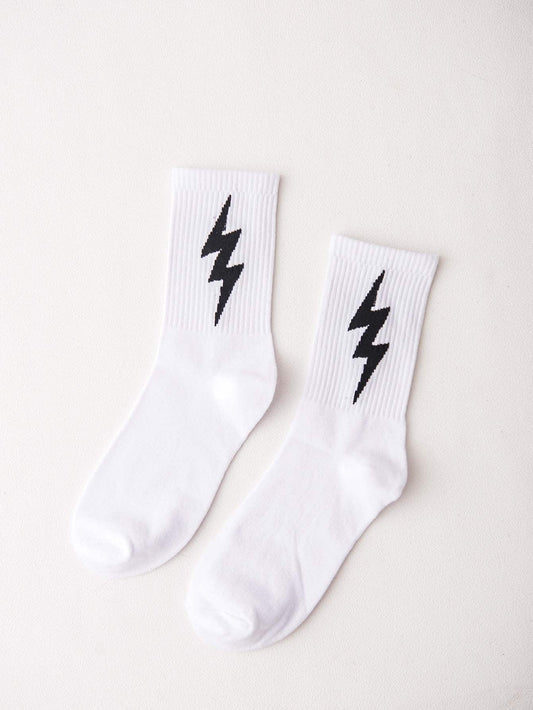 White Lightning Print Socks 1pair