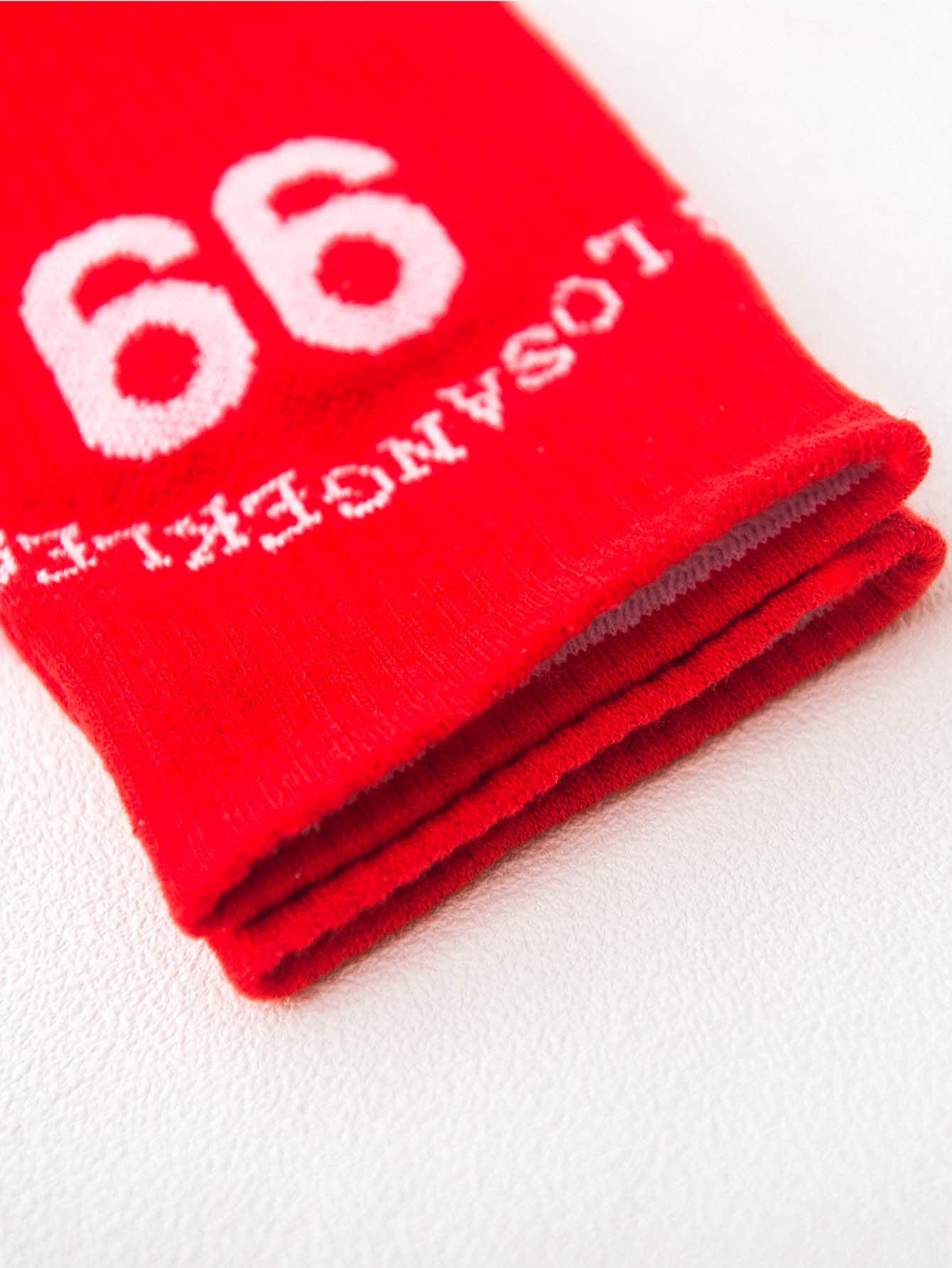 Red Letter Print Socks 1pair