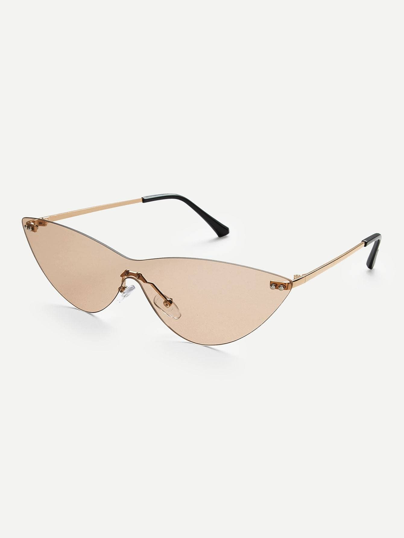 Brown Rimless Tinted Lens Sunglasses