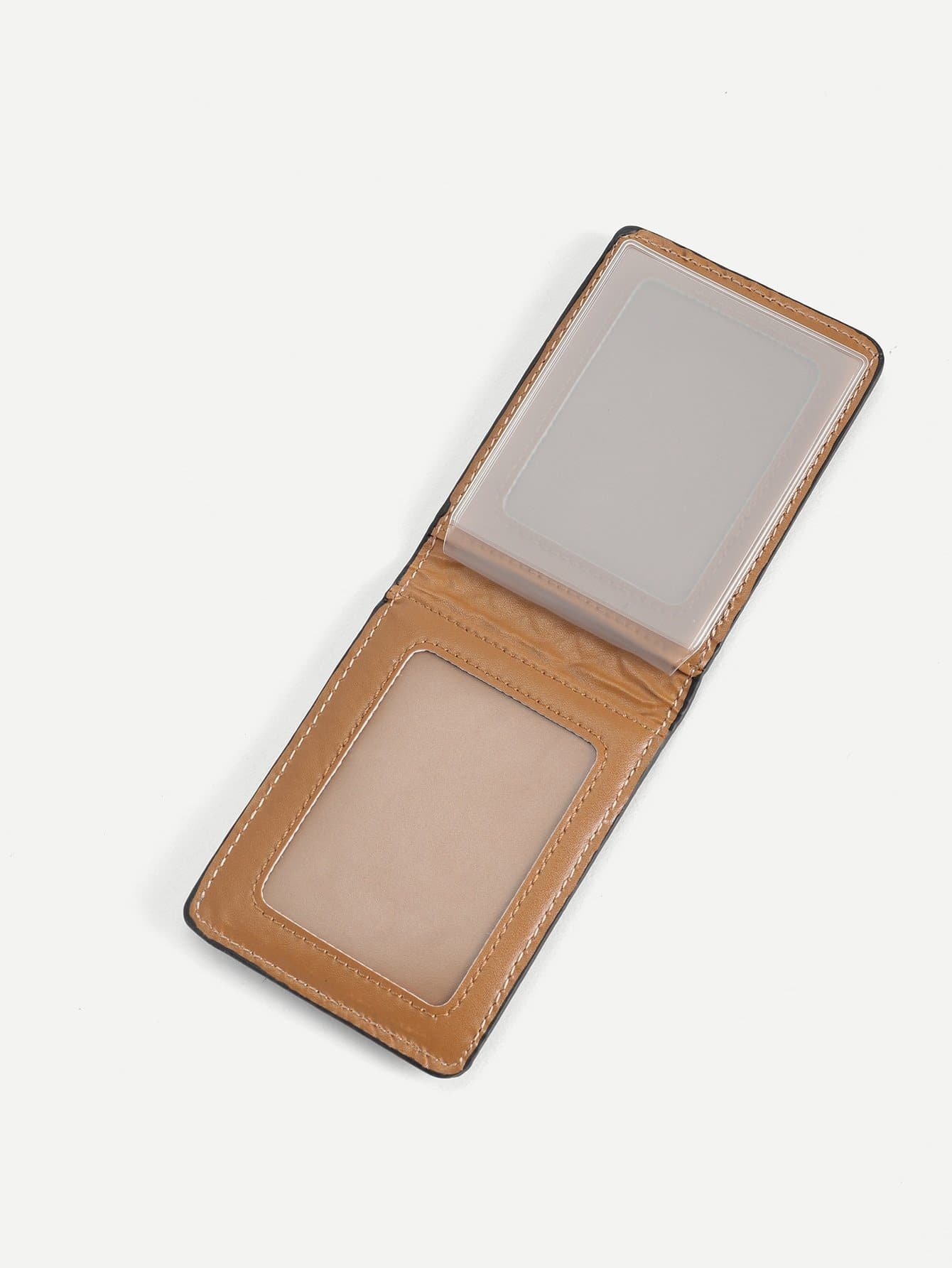 PU Leather Brown Braided Detail Card Holder
