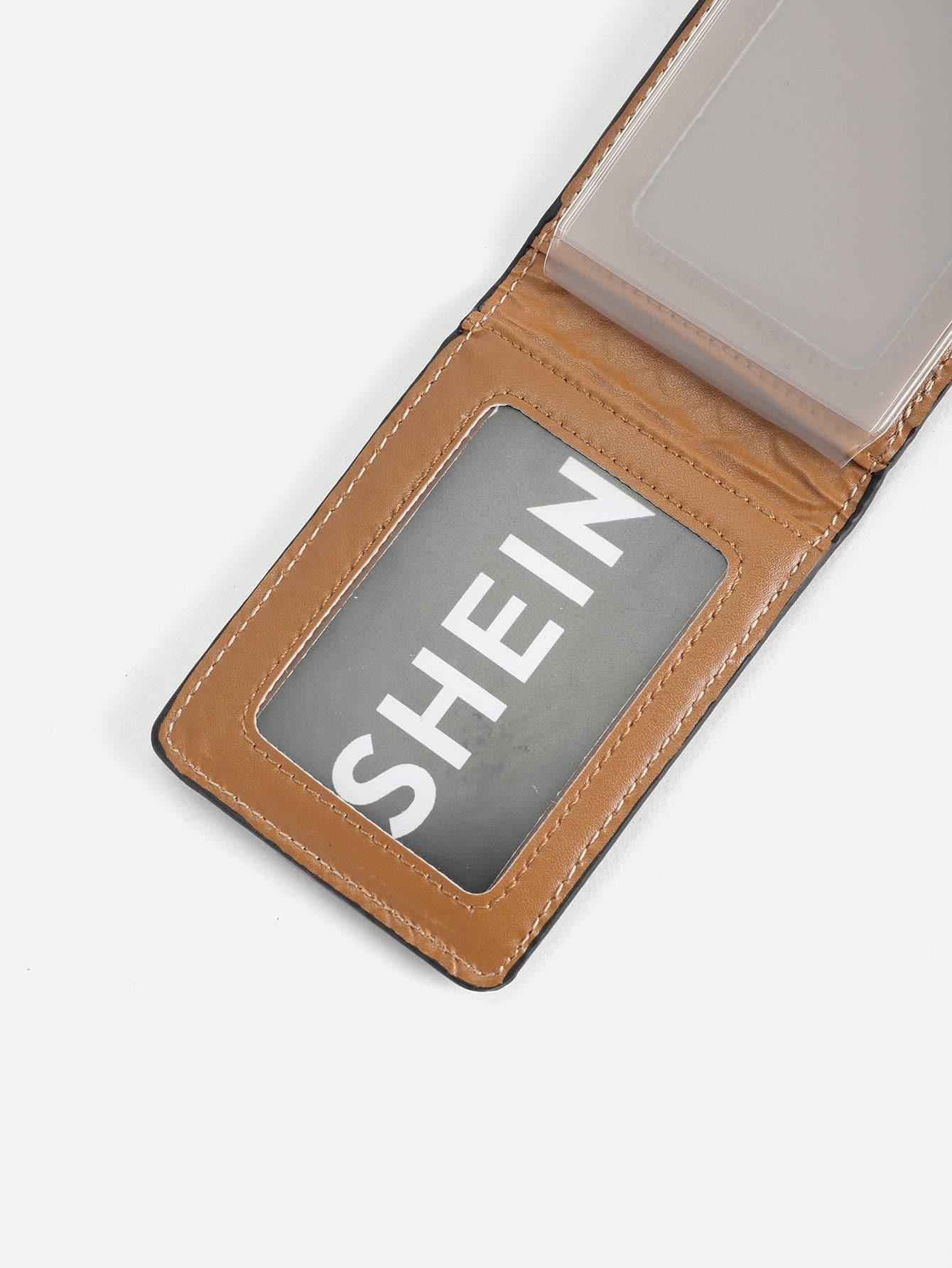 PU Leather Brown Braided Detail Card Holder