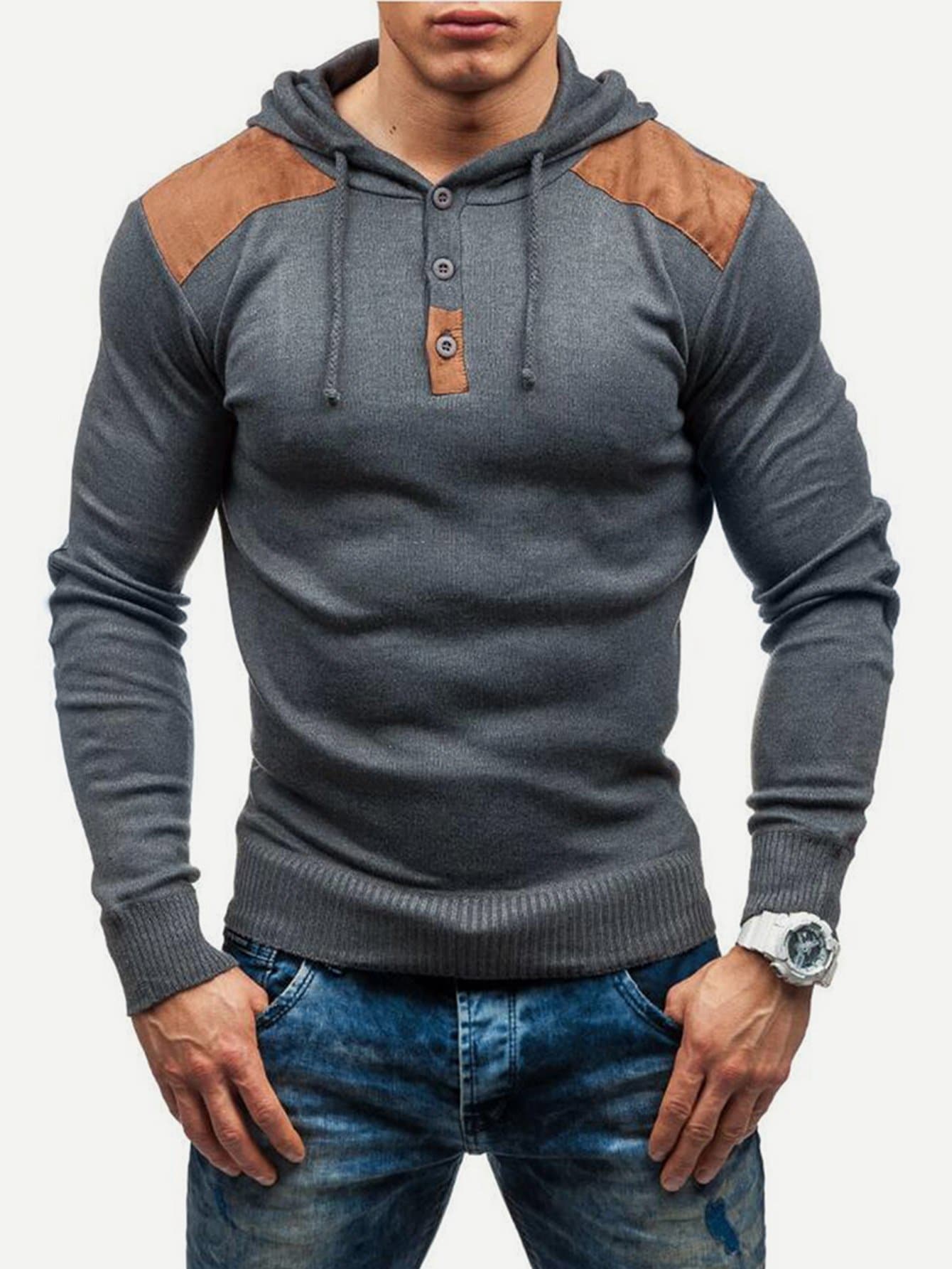 Long Sleeve Regular Fit Drawstring Detail Hooded Sweatshirt