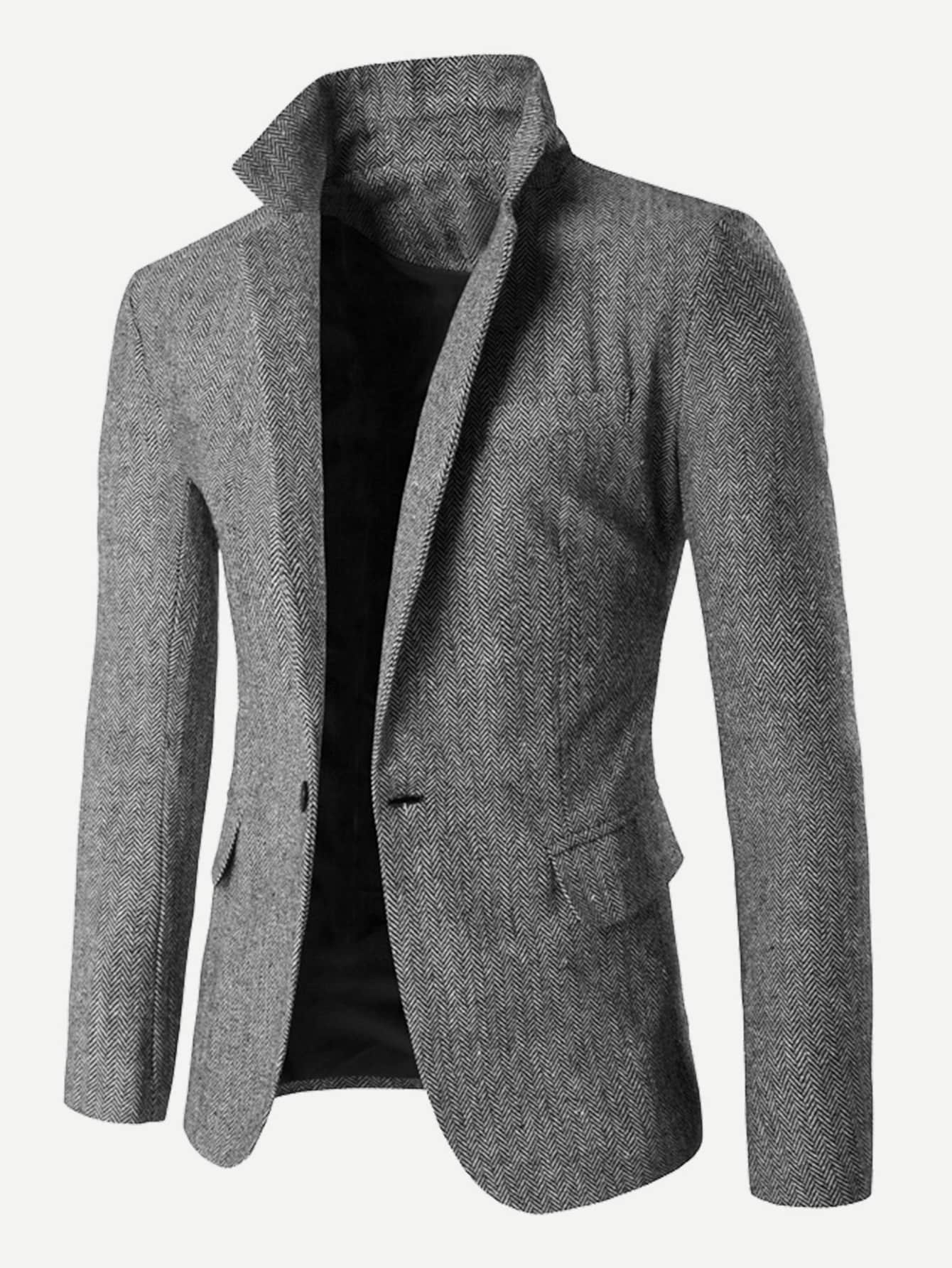 Split Regular Fit Polyester Single Button Blazer