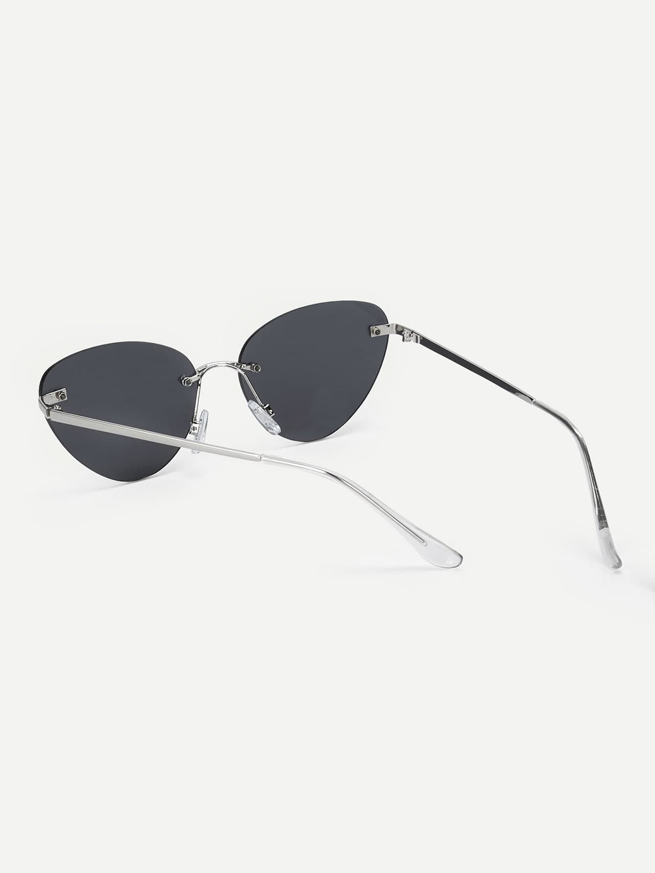 Black Rimless Tinted Lens Sunglasses