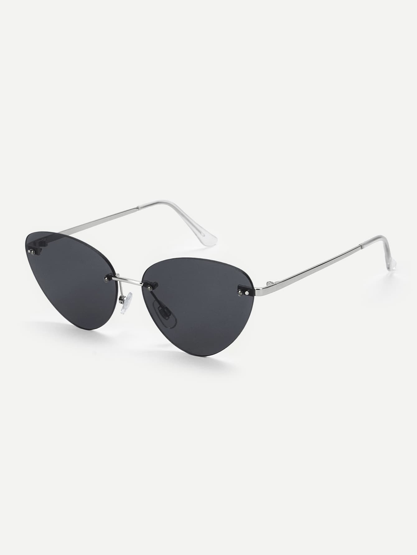Black Rimless Tinted Lens Sunglasses