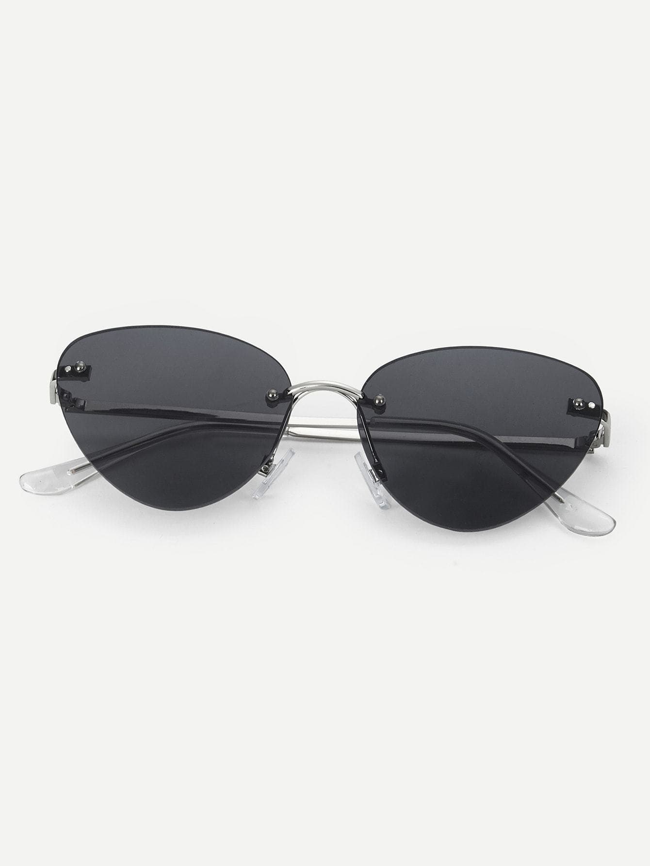 Black Rimless Tinted Lens Sunglasses