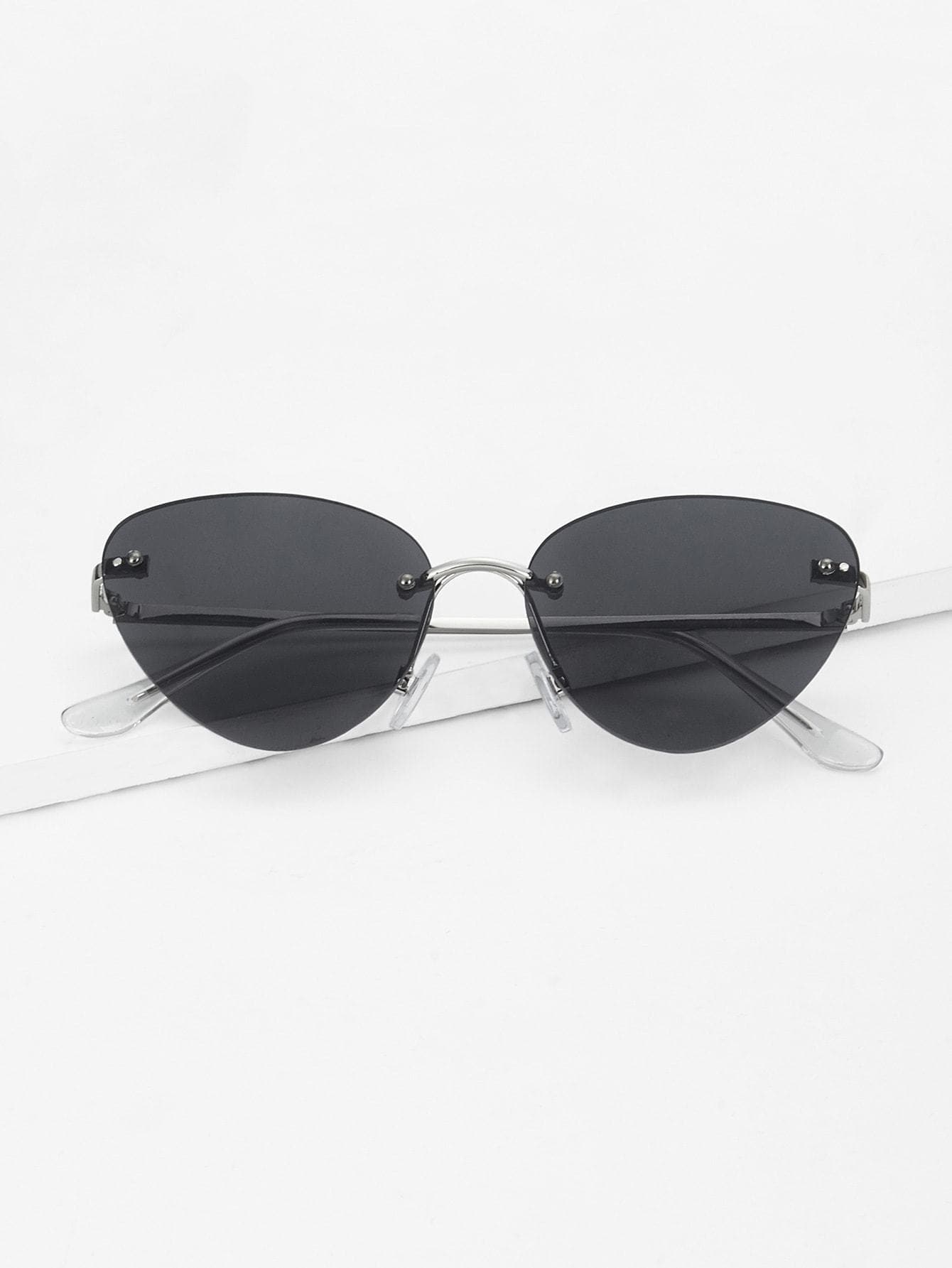 Black Rimless Tinted Lens Sunglasses