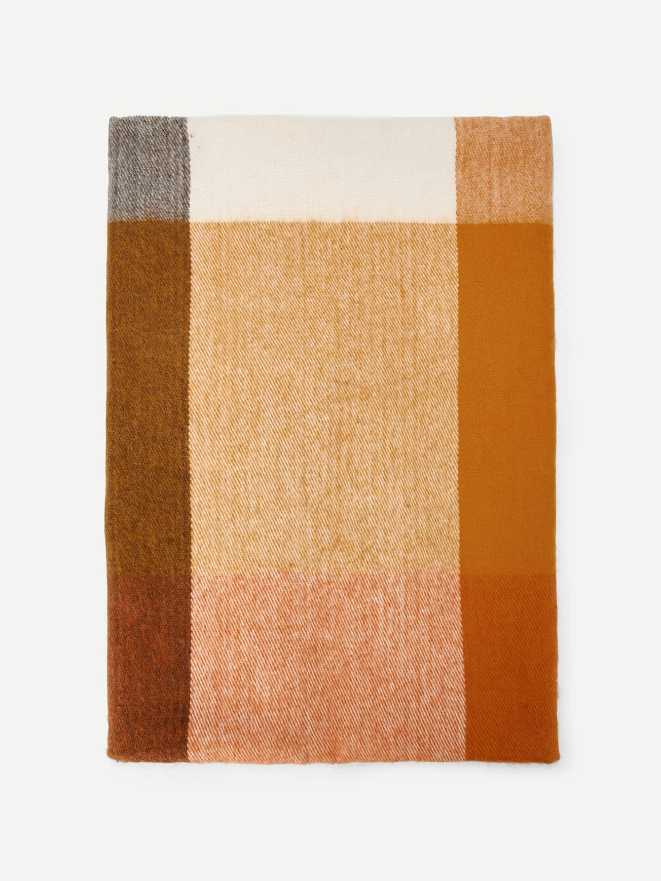 Color Block Fringe Hem Acrylic Scarf