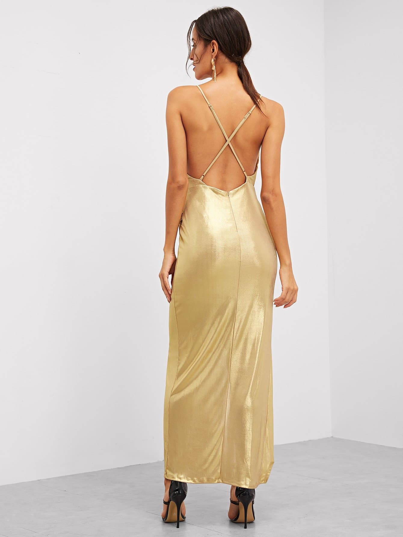 Golden Metallic Cami Dress