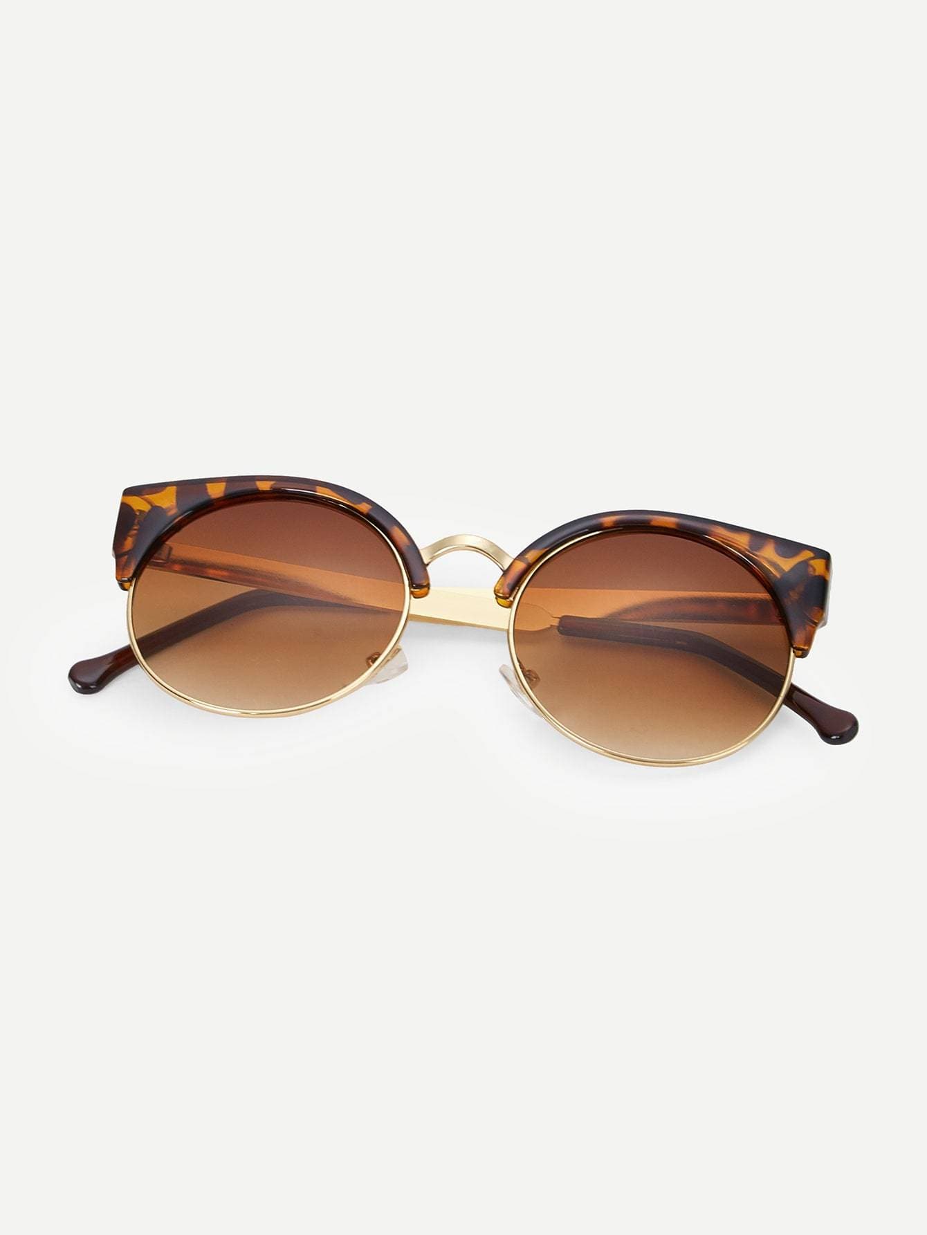 Cat Eye Metal Frame Brown Sunglasses