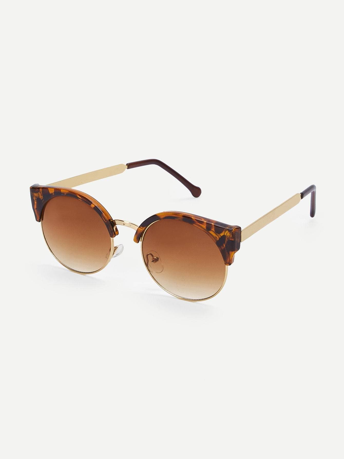 Cat Eye Metal Frame Brown Sunglasses