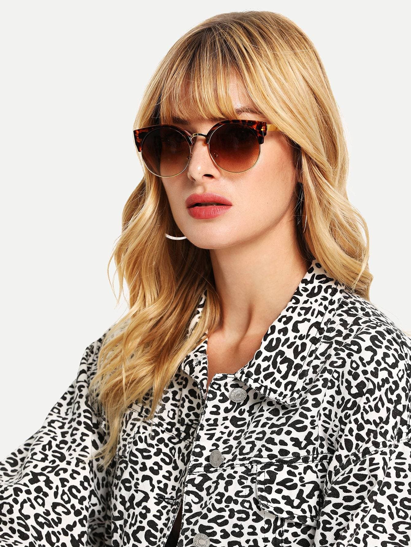 Cat Eye Metal Frame Brown Sunglasses