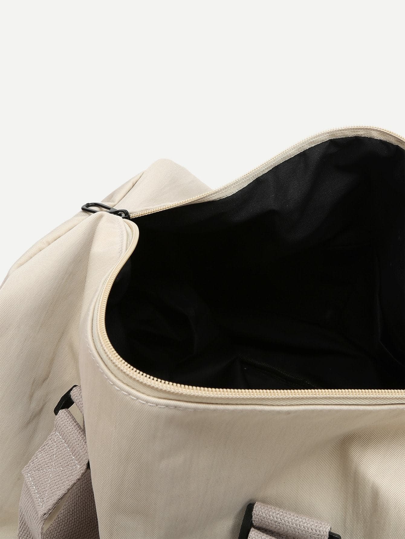 Double Handle Beige Slogan Patch Decor Travel Bag