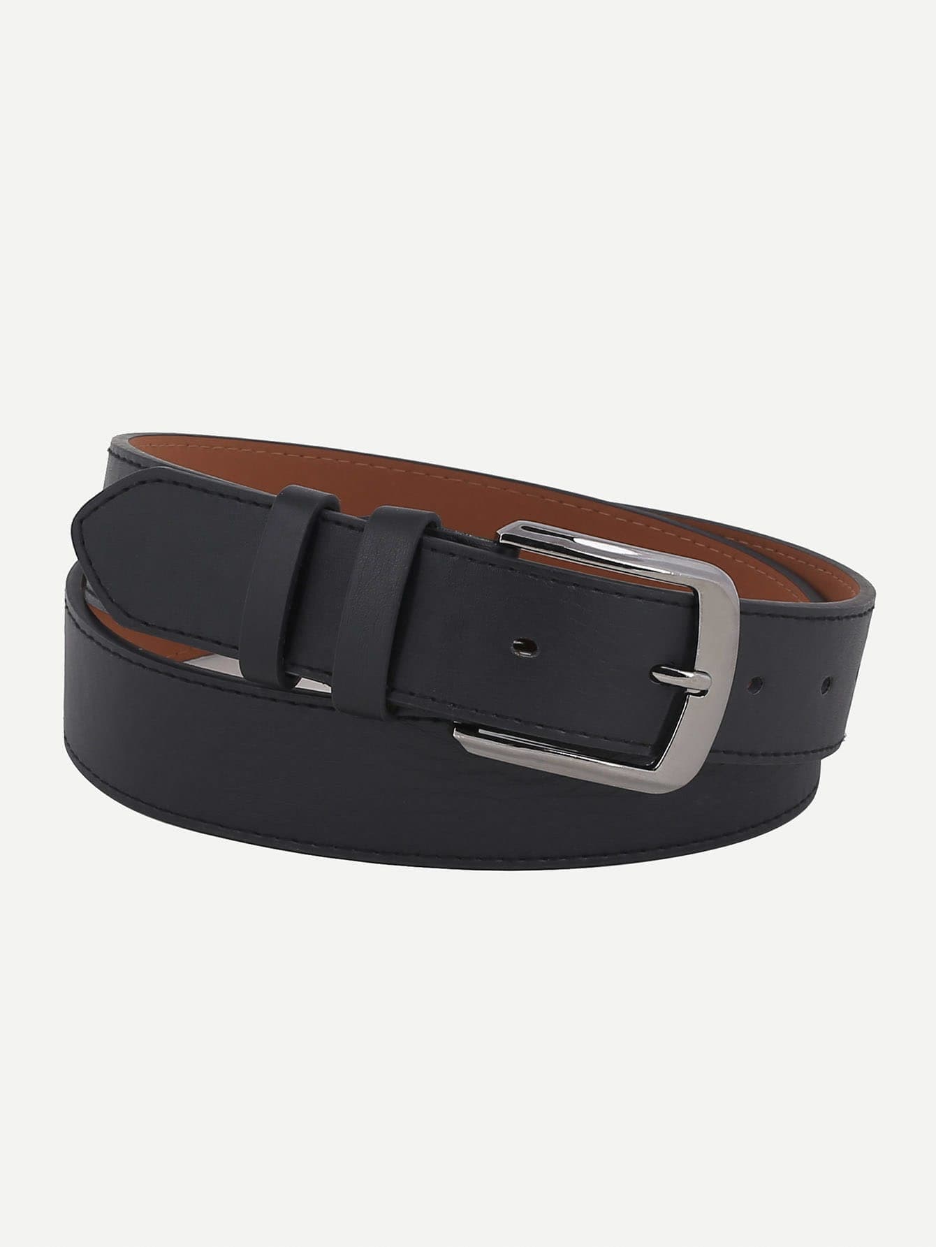 Black Plain Metal Buckle Belt