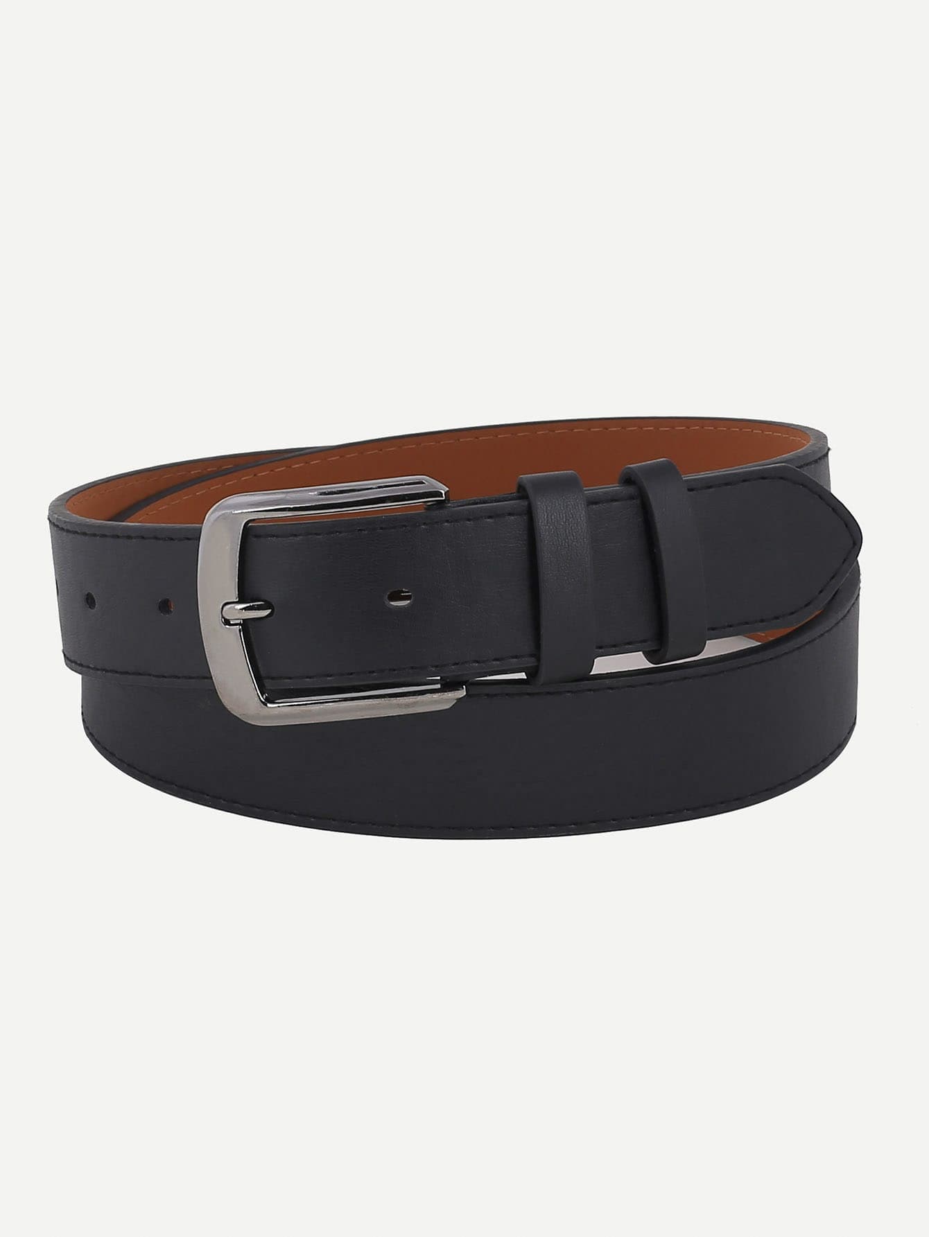 Black Plain Metal Buckle Belt