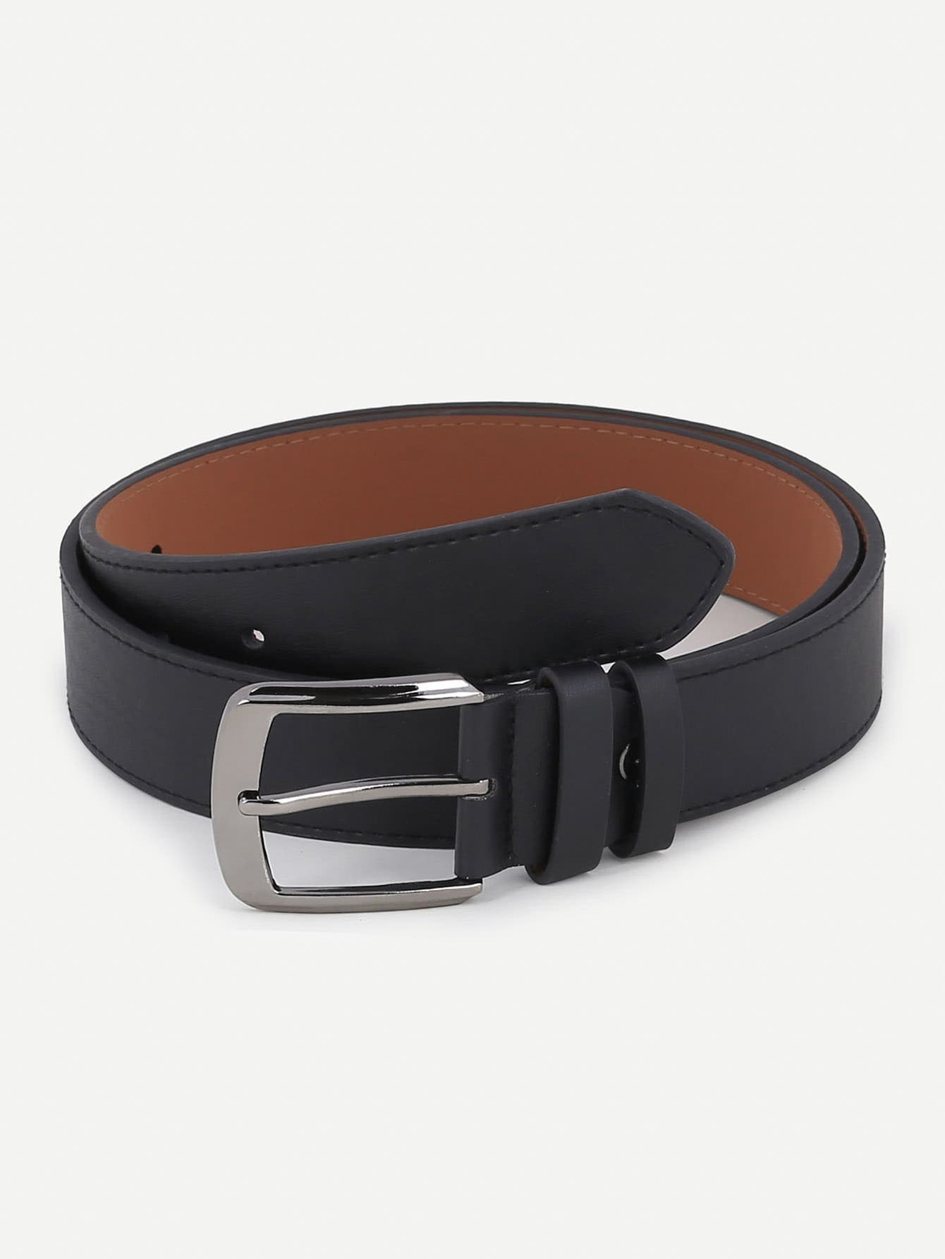 Black Plain Metal Buckle Belt