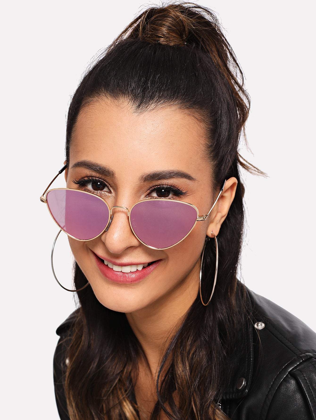 Black Metal Frame Tinted Lens Sunglasses