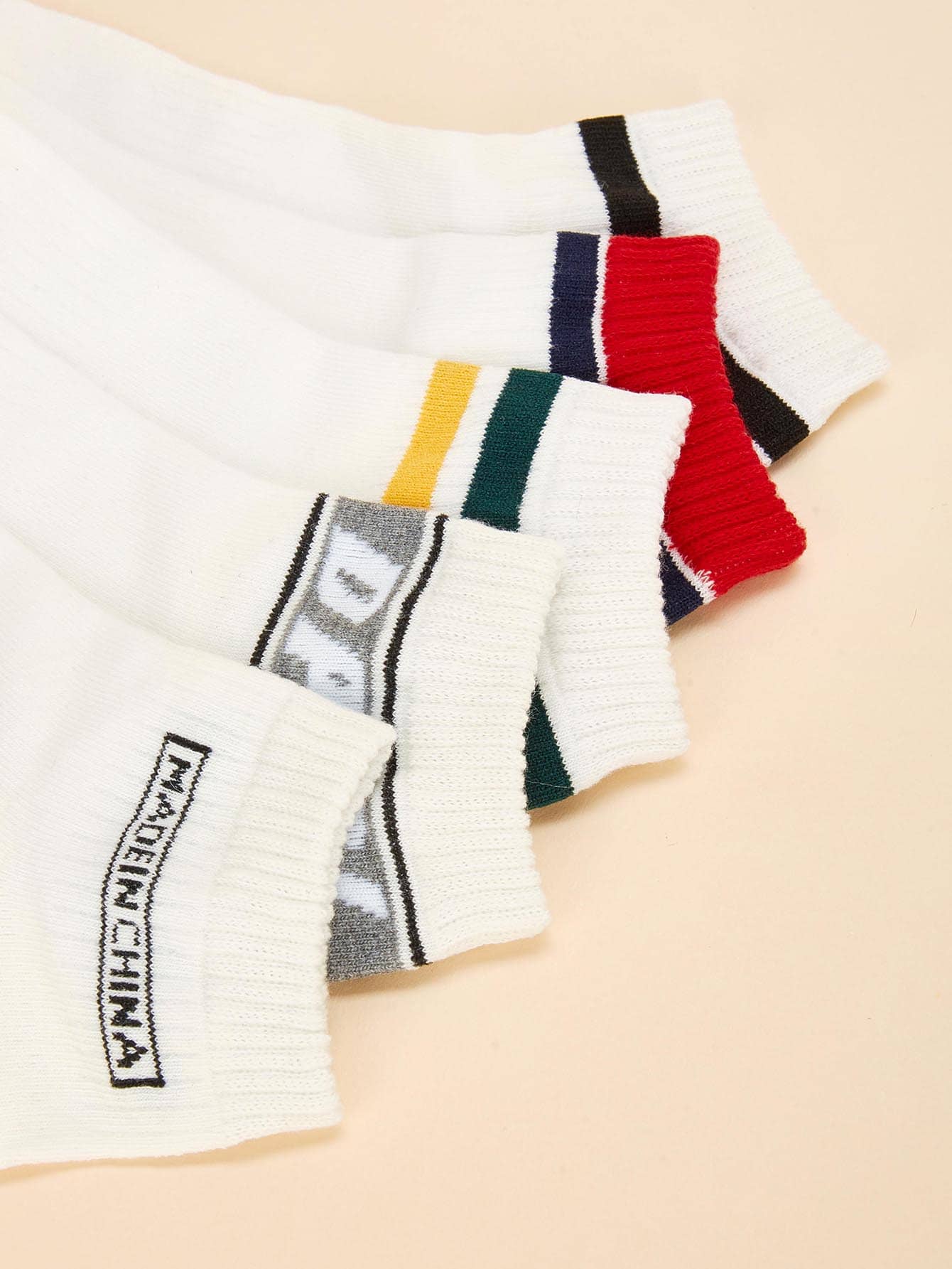 Contrast Hem Socks 5pairs