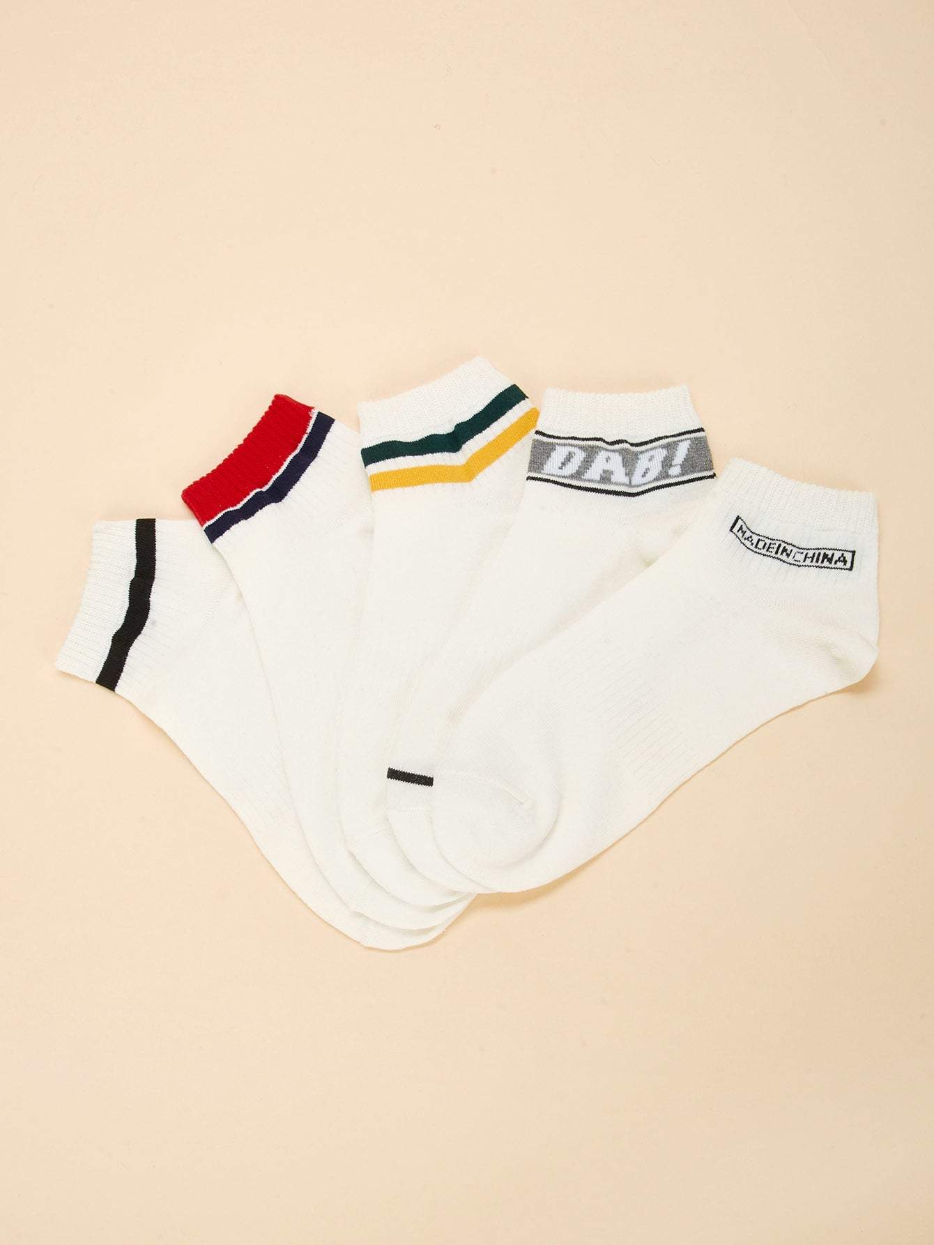 Contrast Hem Socks 5pairs