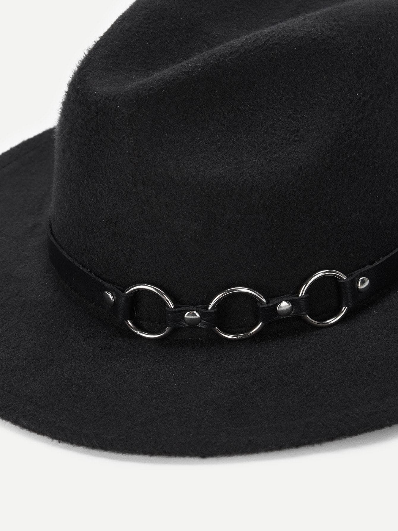 Ring Belt Decorated Fedora Hat