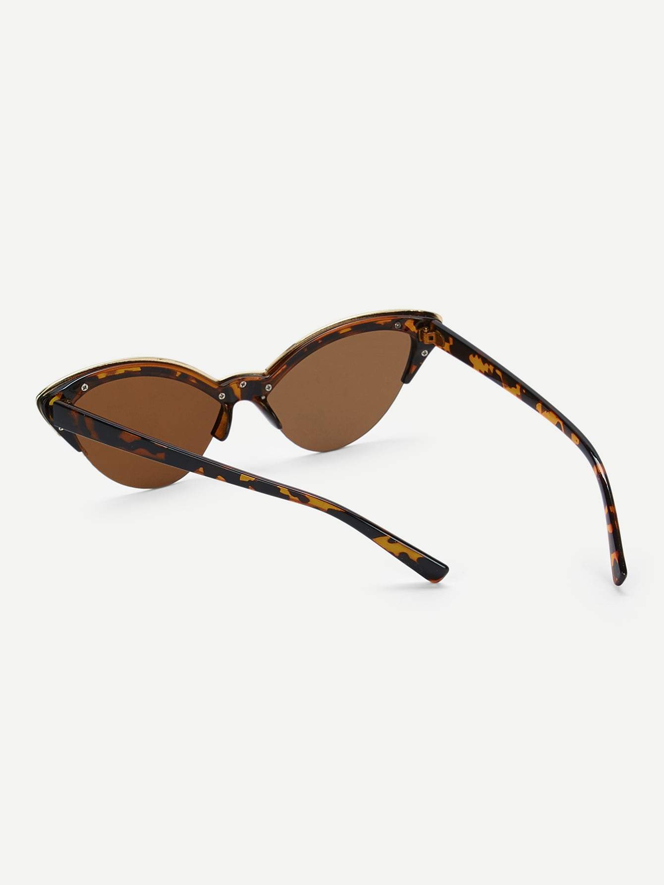 Semi Rimless Cat Eye Borwn Sunglasses