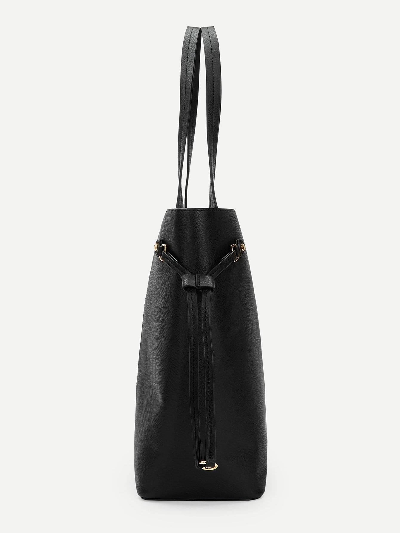 Black Color-block Tote Bag