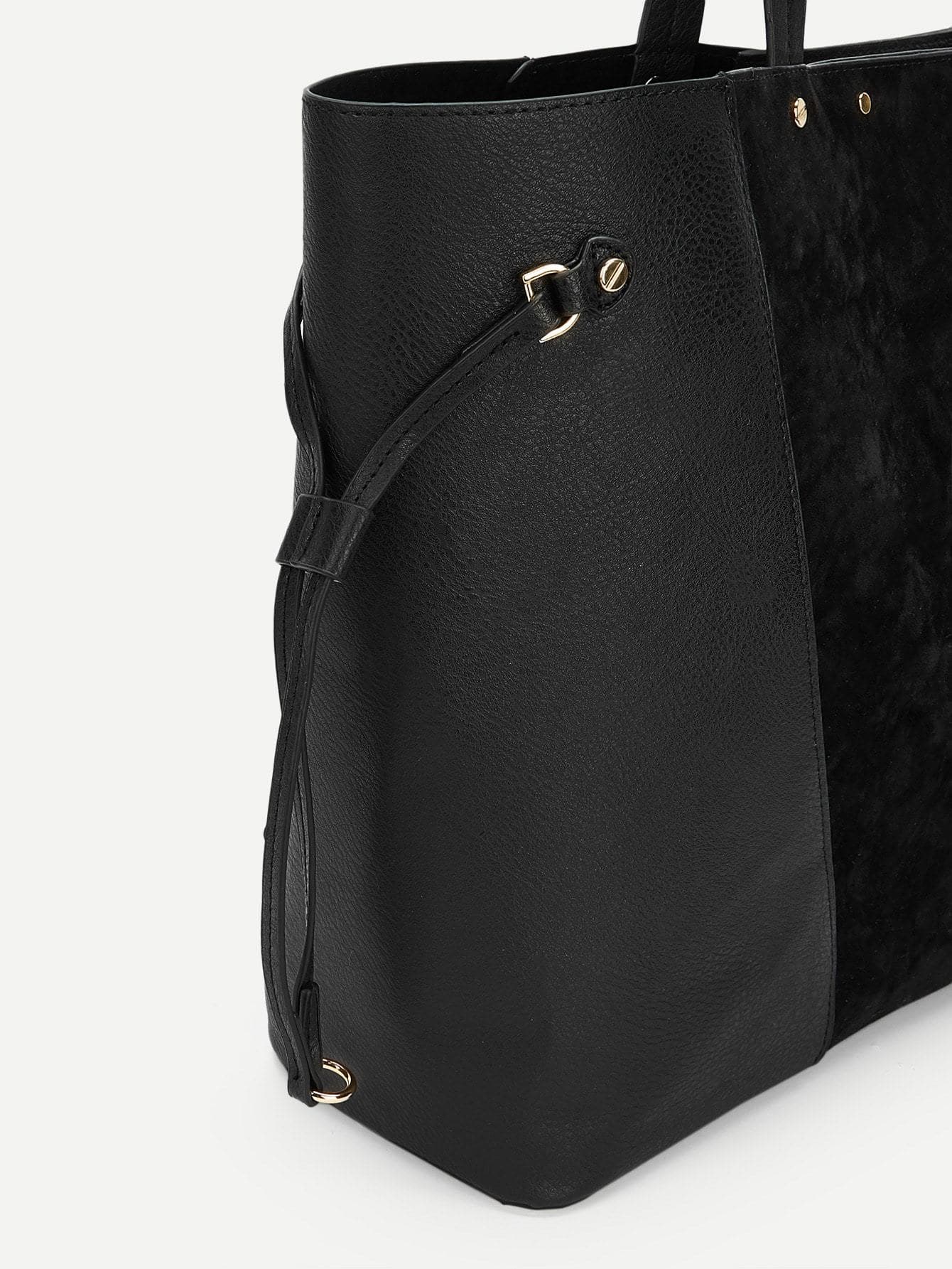 Black Color-block Tote Bag