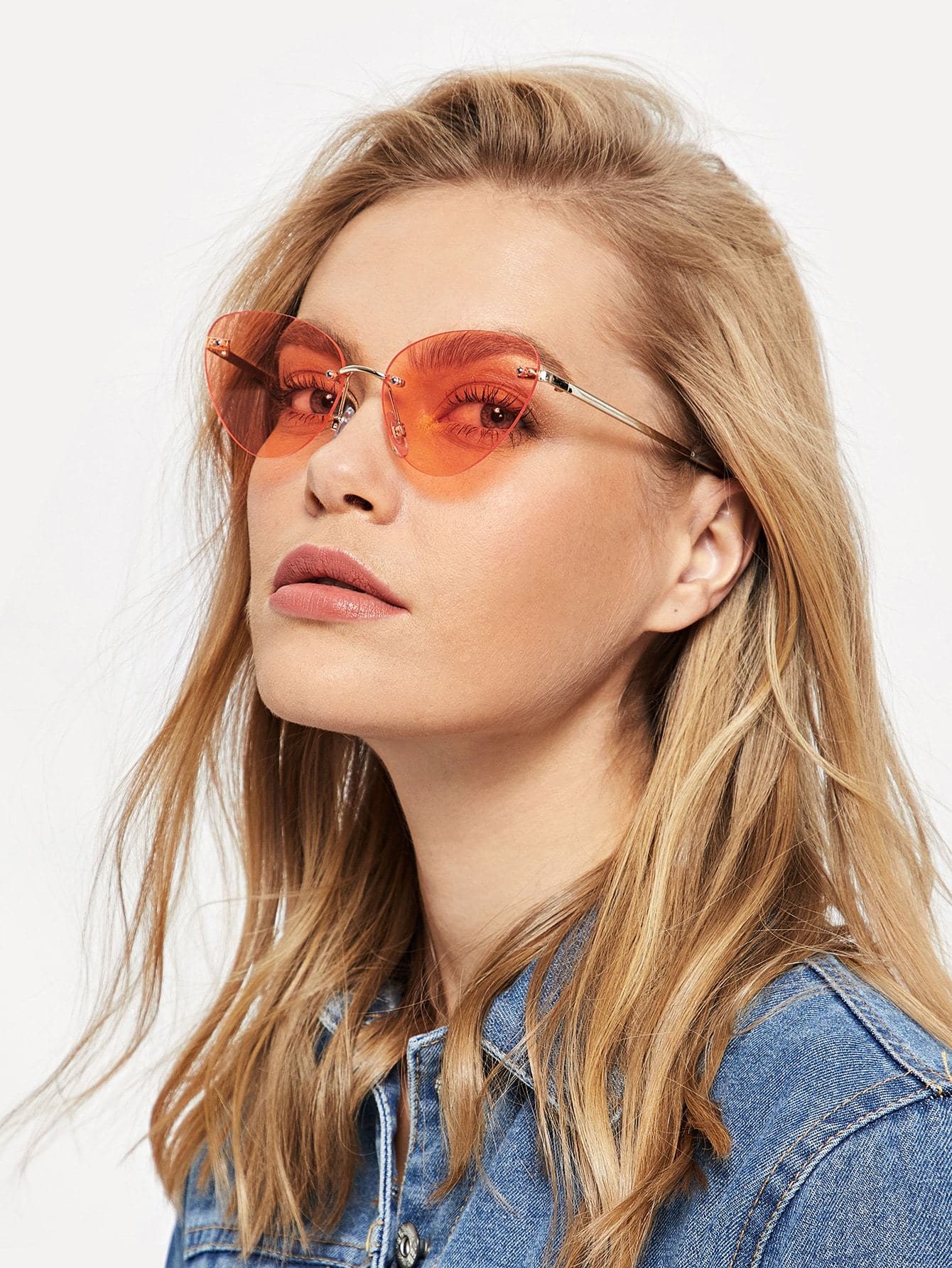 Black Rimless Tinted Lens Sunglasses