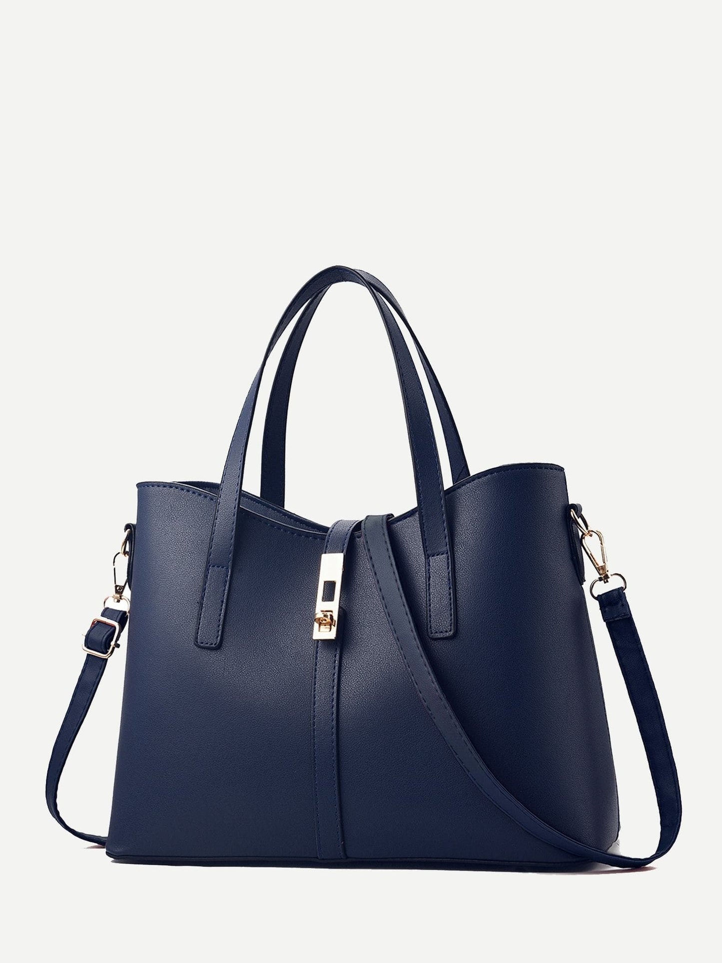 Black Metal Detail Double handle Tote Bag