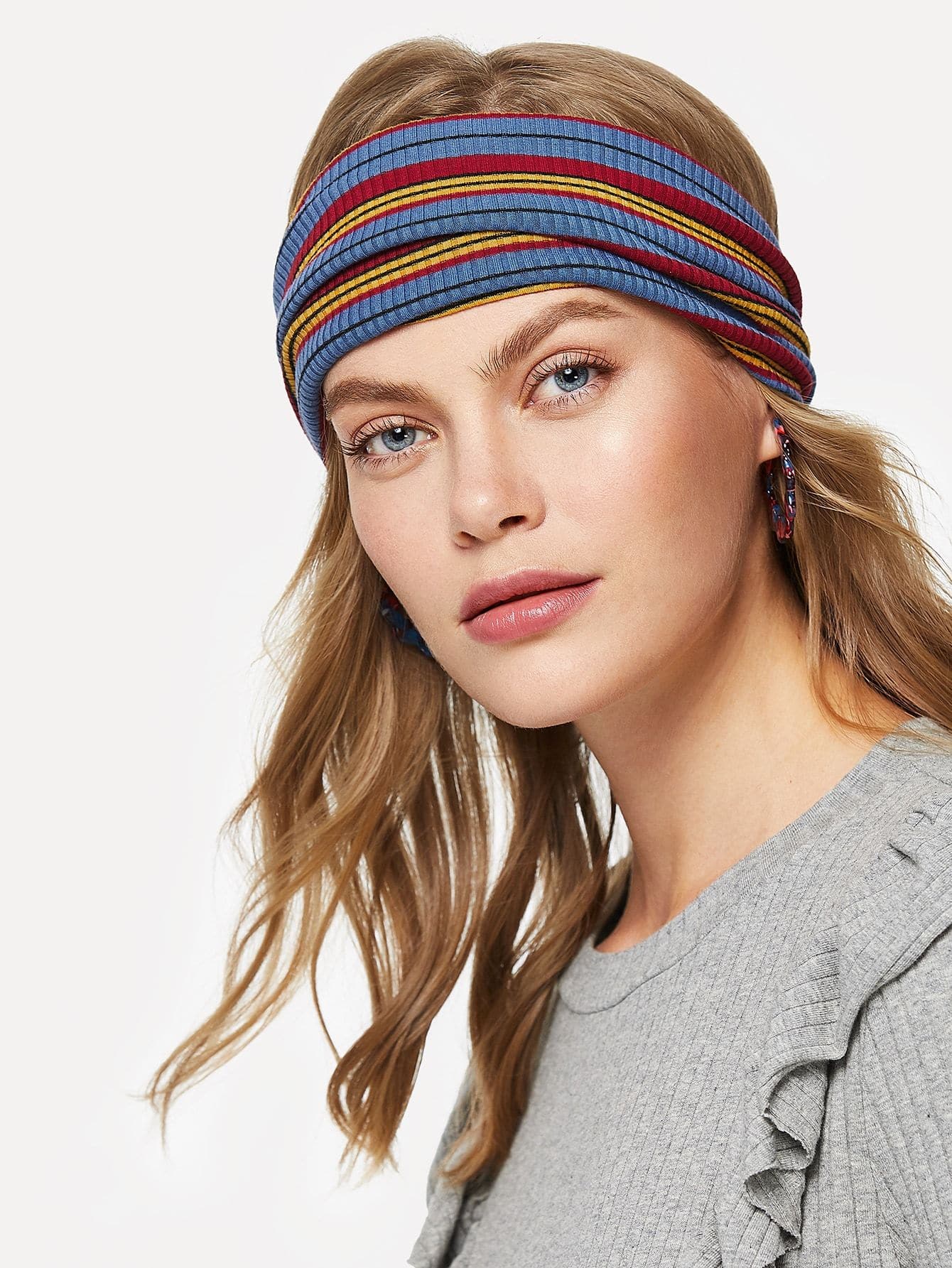 Multicolor Polyester Polychrome Striped Headband