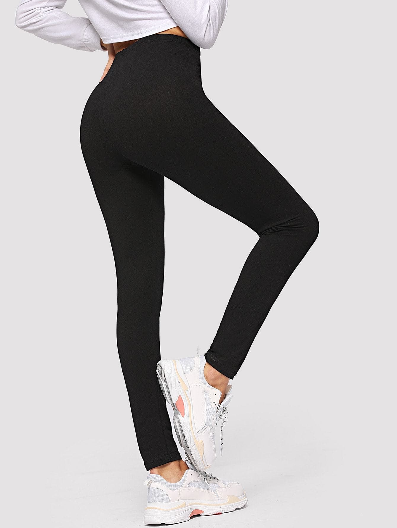 Black Letter Print Leggings